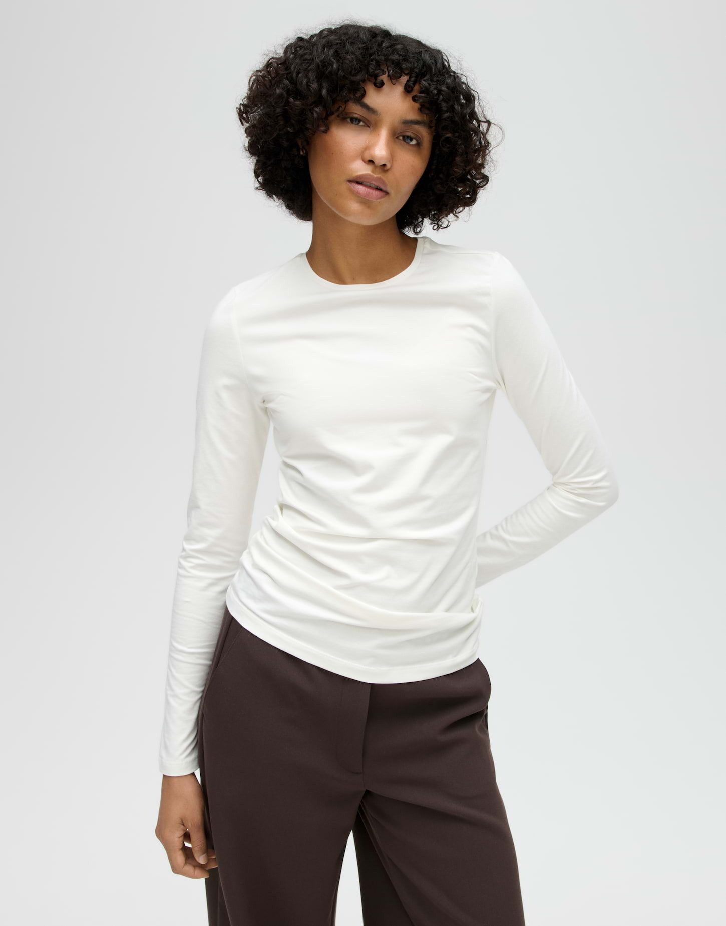 OPUS Langarmshirt SMILLA aus Jersey figurbetont geschnitten, weicher Griff, formstabil