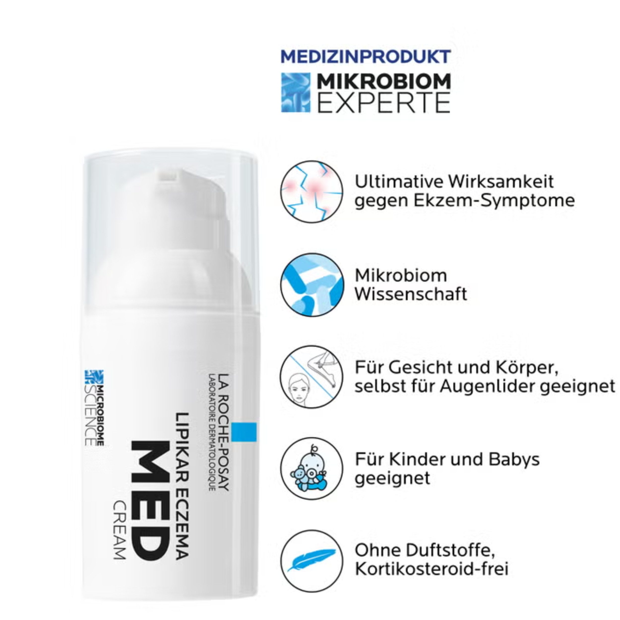 La Roche-Posay Körpercreme Lipikar Eczema Med Creme (30ml), Medizinische Ekzem-Creme zur Juckreizlinderung & Hautberuhigung