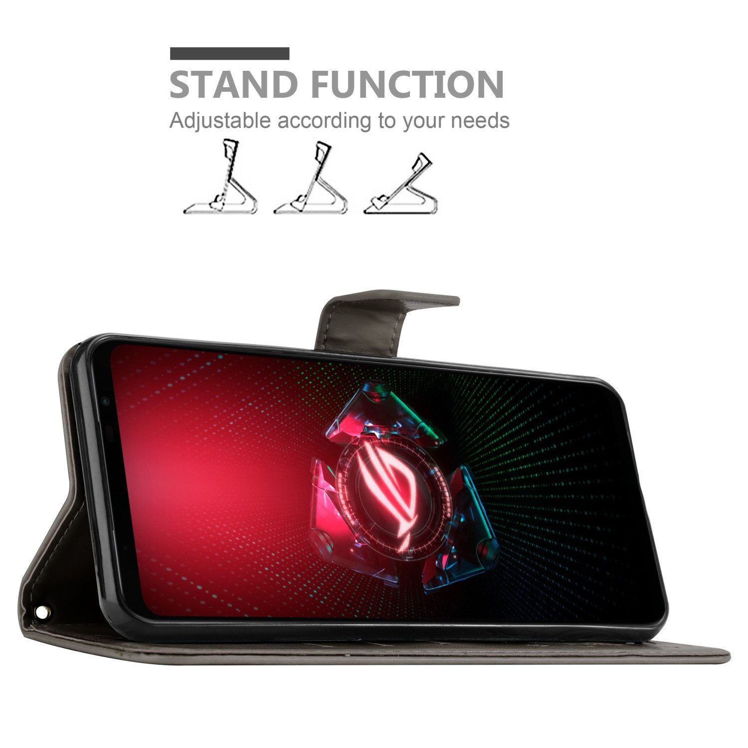 Cadorabo Handyhülle für Asus ROG Phone 5 Hülle Asus ROG Phone 5, Hülle Schutzhülle Blumen Flower mit Standfunktion Kartenfach Magnet