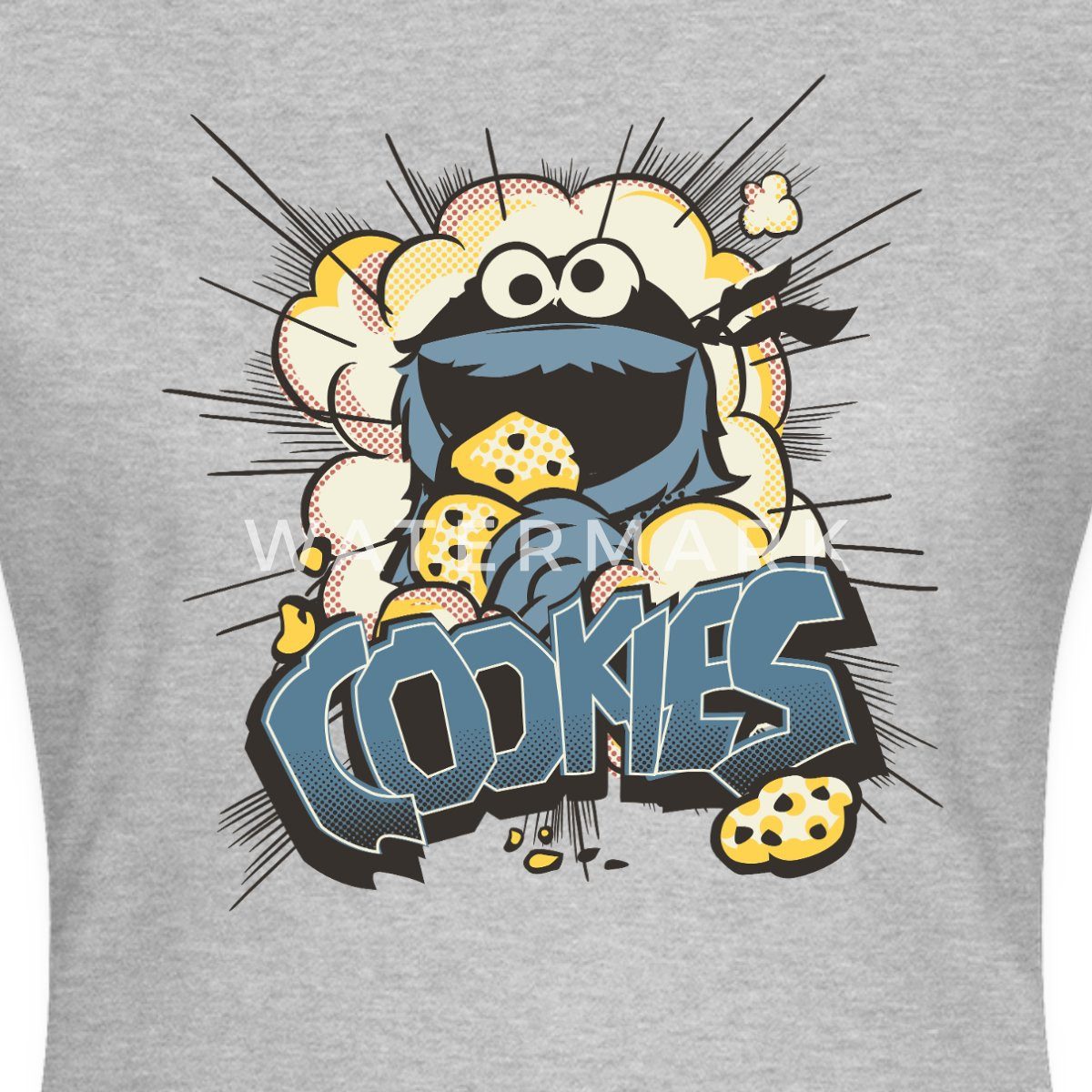Spreadshirt T-Shirt Sesamstraße Design Mit Krümelmonster Und Cookies Frauen T-Shirt (1-tlg) Slim Fit, fällt klein aus