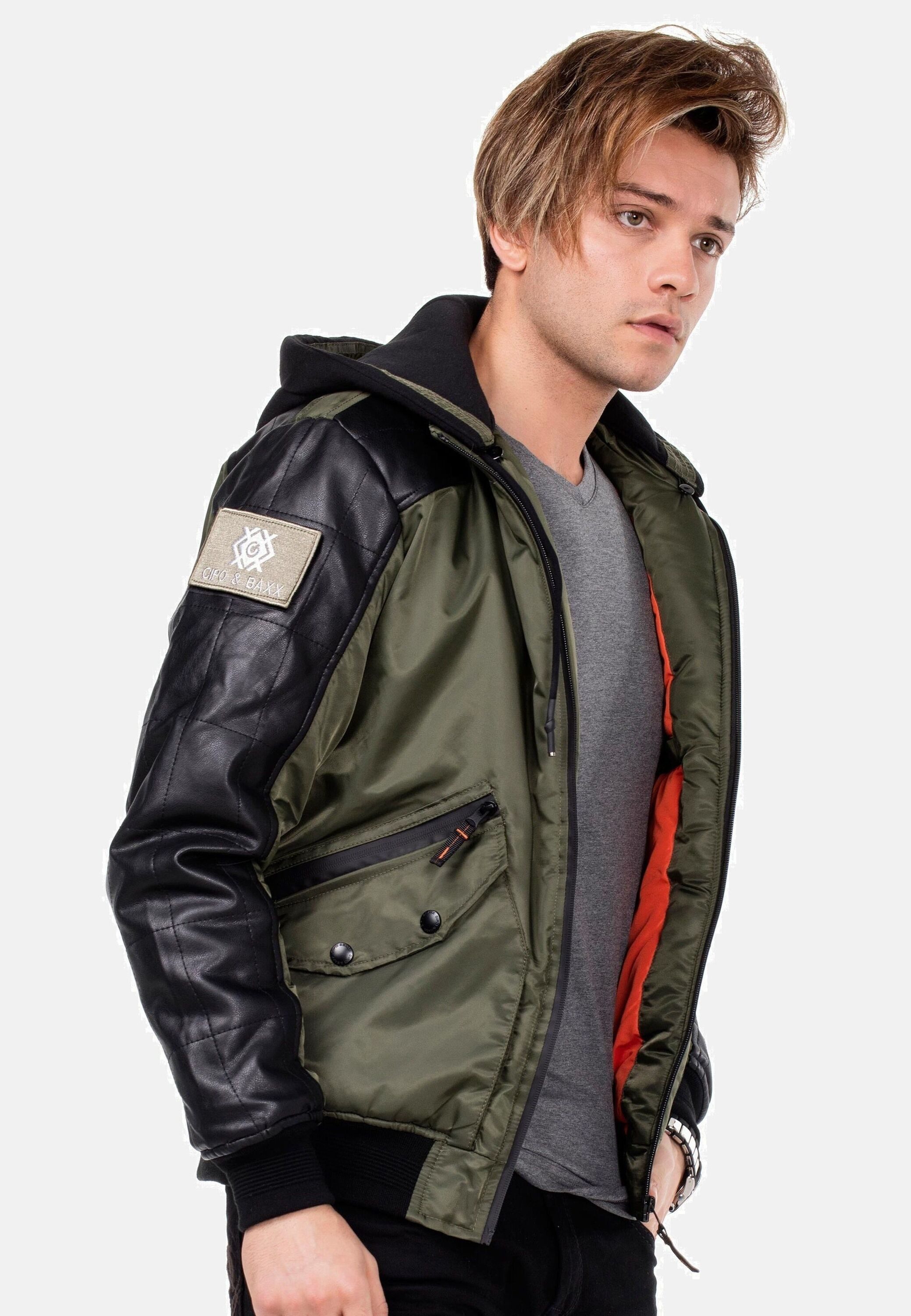 Cipo & Baxx Bomberjacke Jacke mit abnehmbarer Kapuze, CM-134