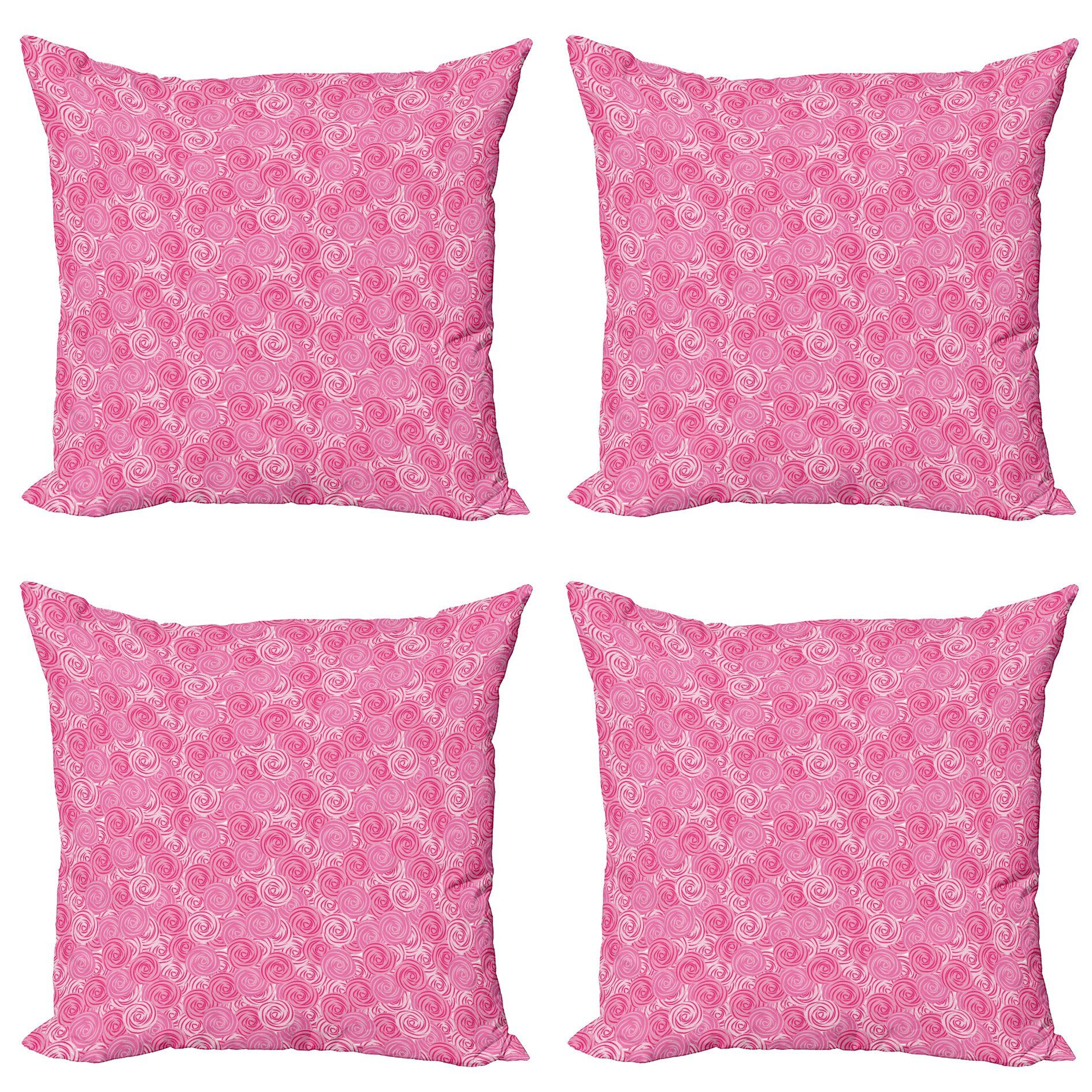 Kissenbezüge Modern Rose Doppelseitiger Runde Abakuhaus Stück), (4 Accent Digitaldruck, Blumen Abstrakt