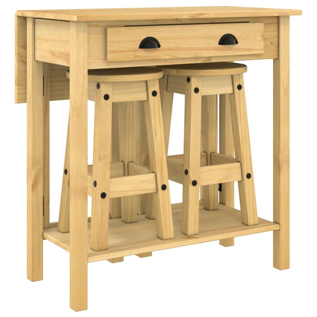 vidaXL Essgruppe 3-tlg. Bar-Set Massivholz Kiefer, (1-tlg)