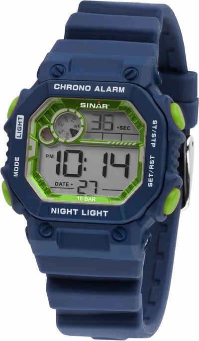 SINAR Chronograph XE-55-2, Armbanduhr, Quarzuhr, Kinderuhr, digital, Datum, Stoppfunktion