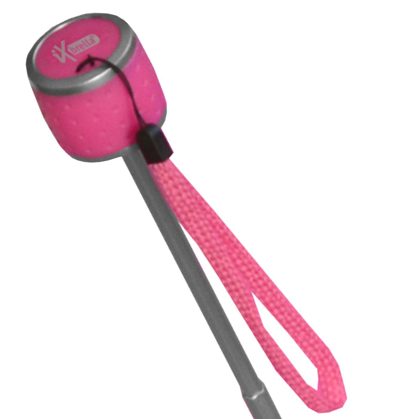 neon-pink Dach mit iX-brella Light - Mini - extra farbenfroh Taschenregenschirm leicht, Ultra großem