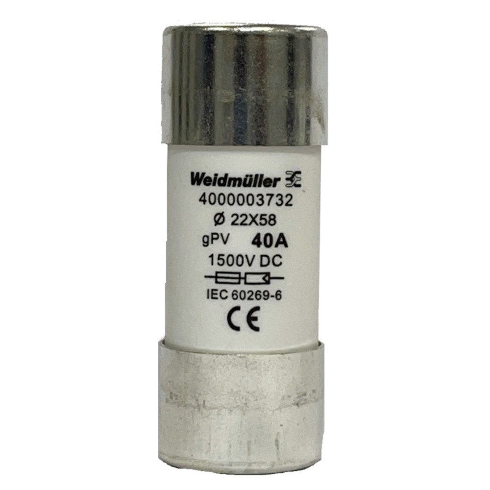Weidmüller Stromstoßschalter Weidmüller 4000003732 FUSE WSFL 22X58 40A 1K5V GPV Feinsicherung I, (FUSE WSFL 22X58 40A 1K5V GPV)