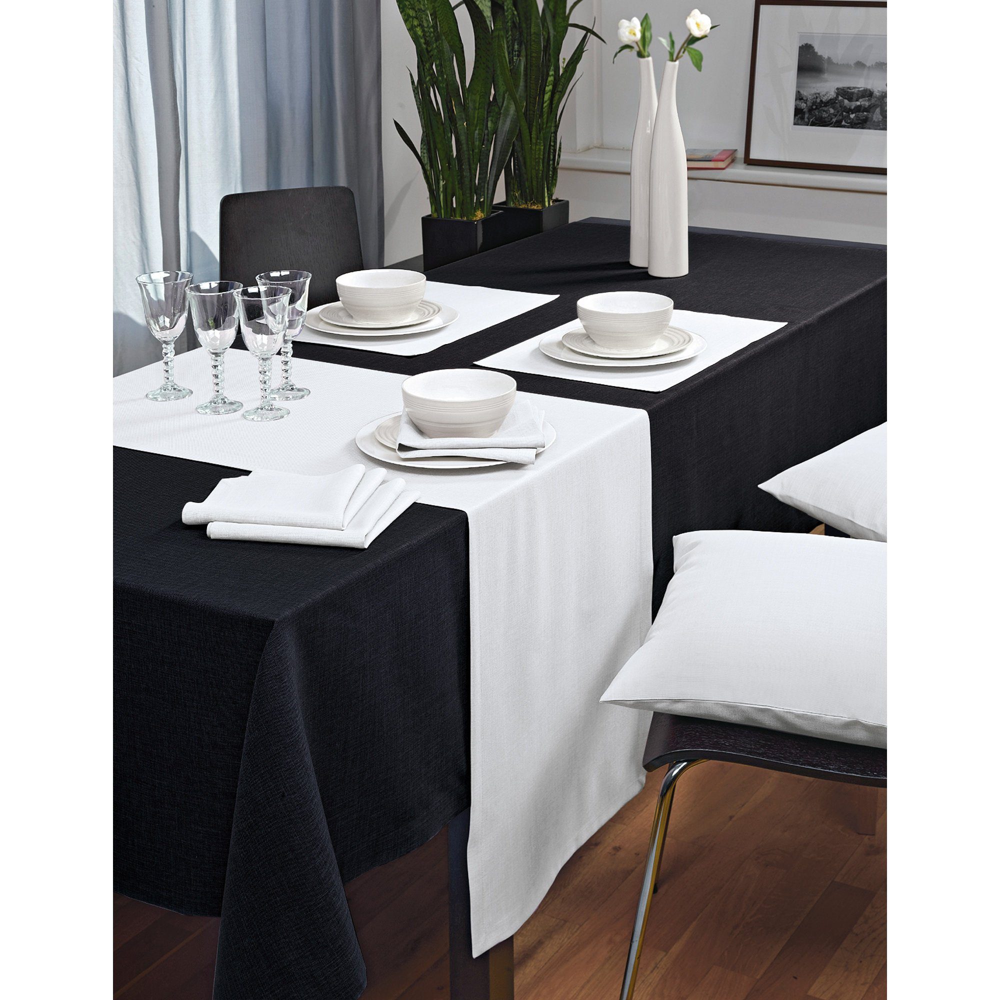 sander table + "Loft" weiß Tischdecke Tischläufer Uni fleckabweisend home (1-tlg)