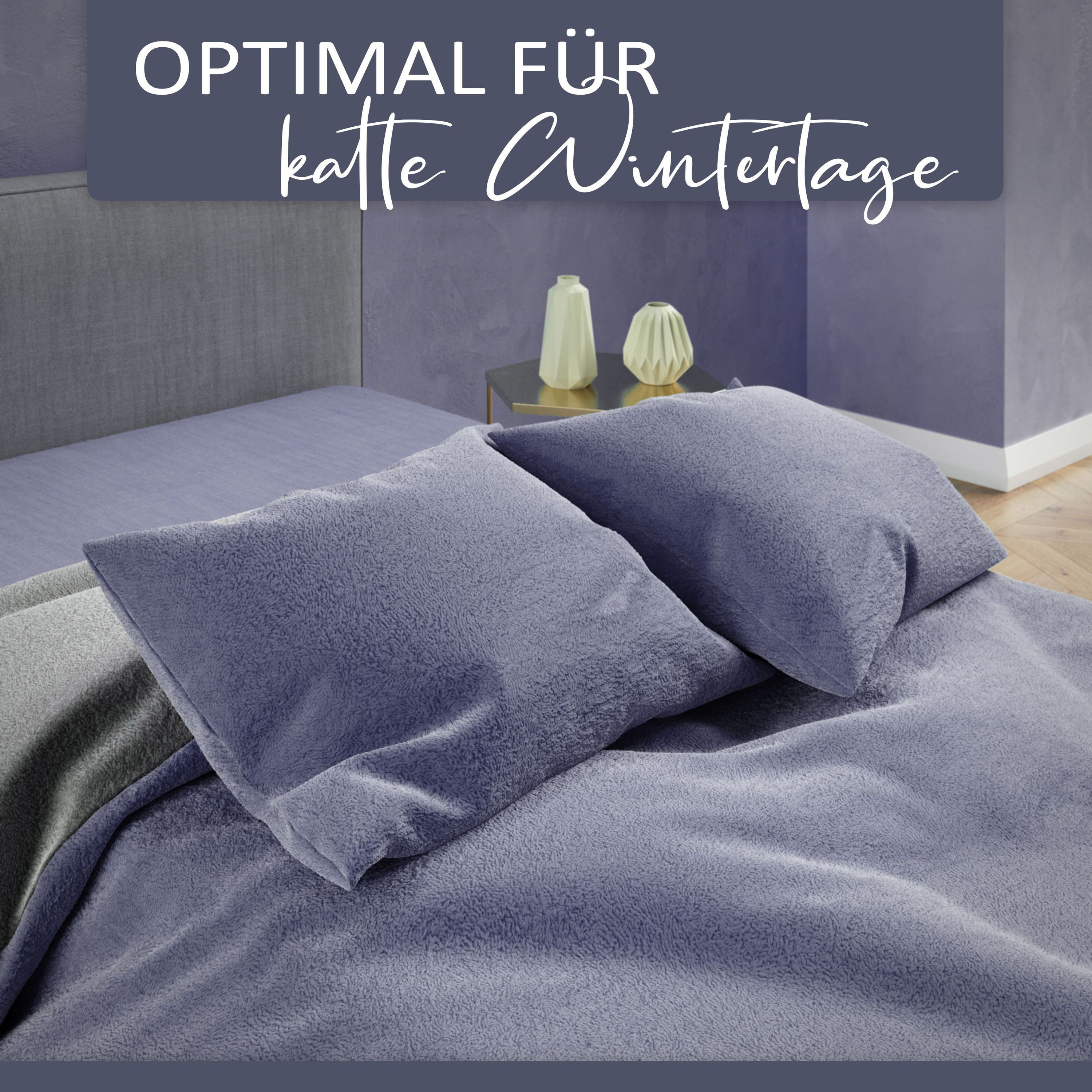 Leonado Vicenti Bettwäsche Winter Teddy Plüsch, Fleece, 2 teilig, Flauschig warmes Cashmere Touch, Einfarbig