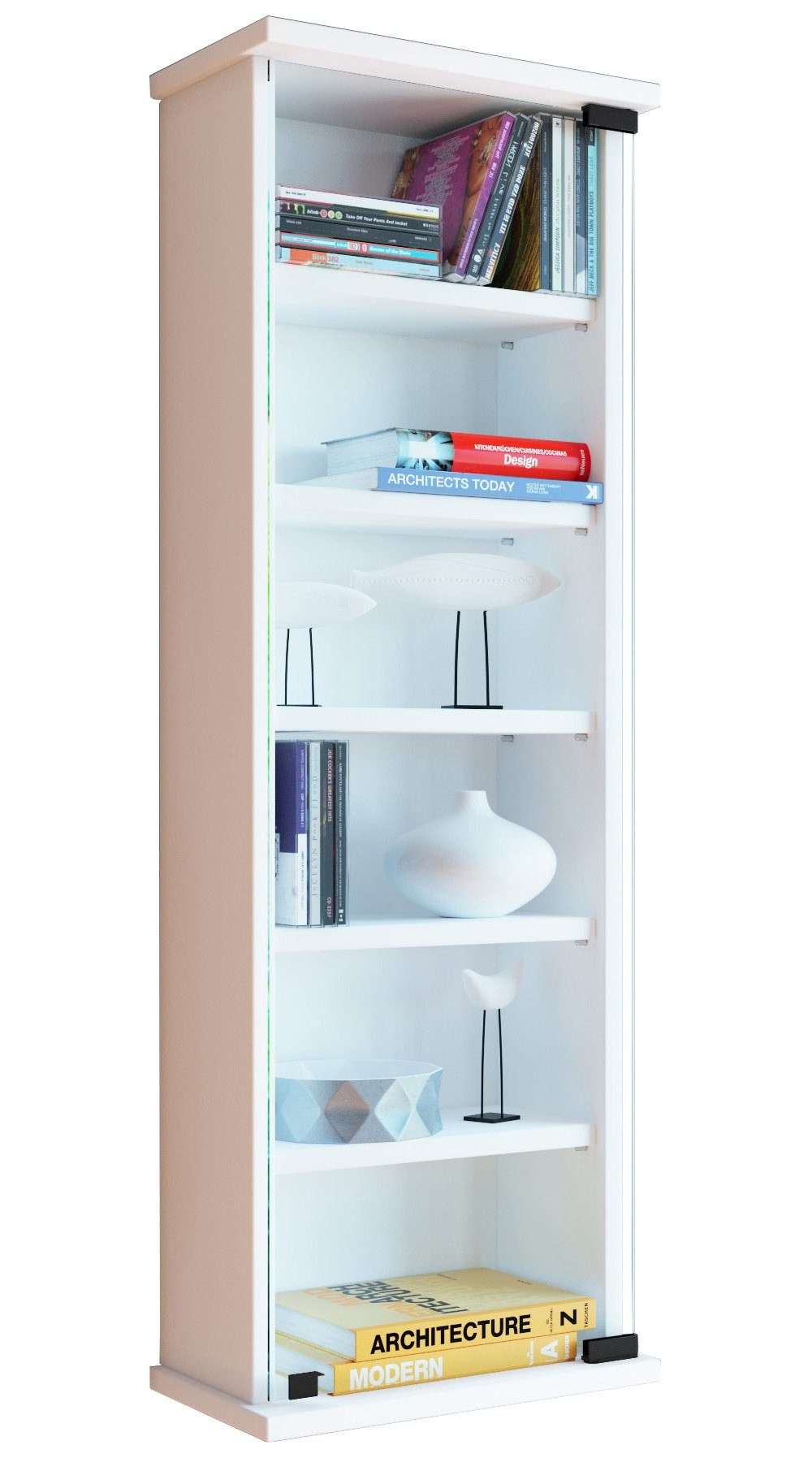 VCM CD-Regal Holz CD DVD Wandregal Schrank Loposa Glastür günstig online kaufen