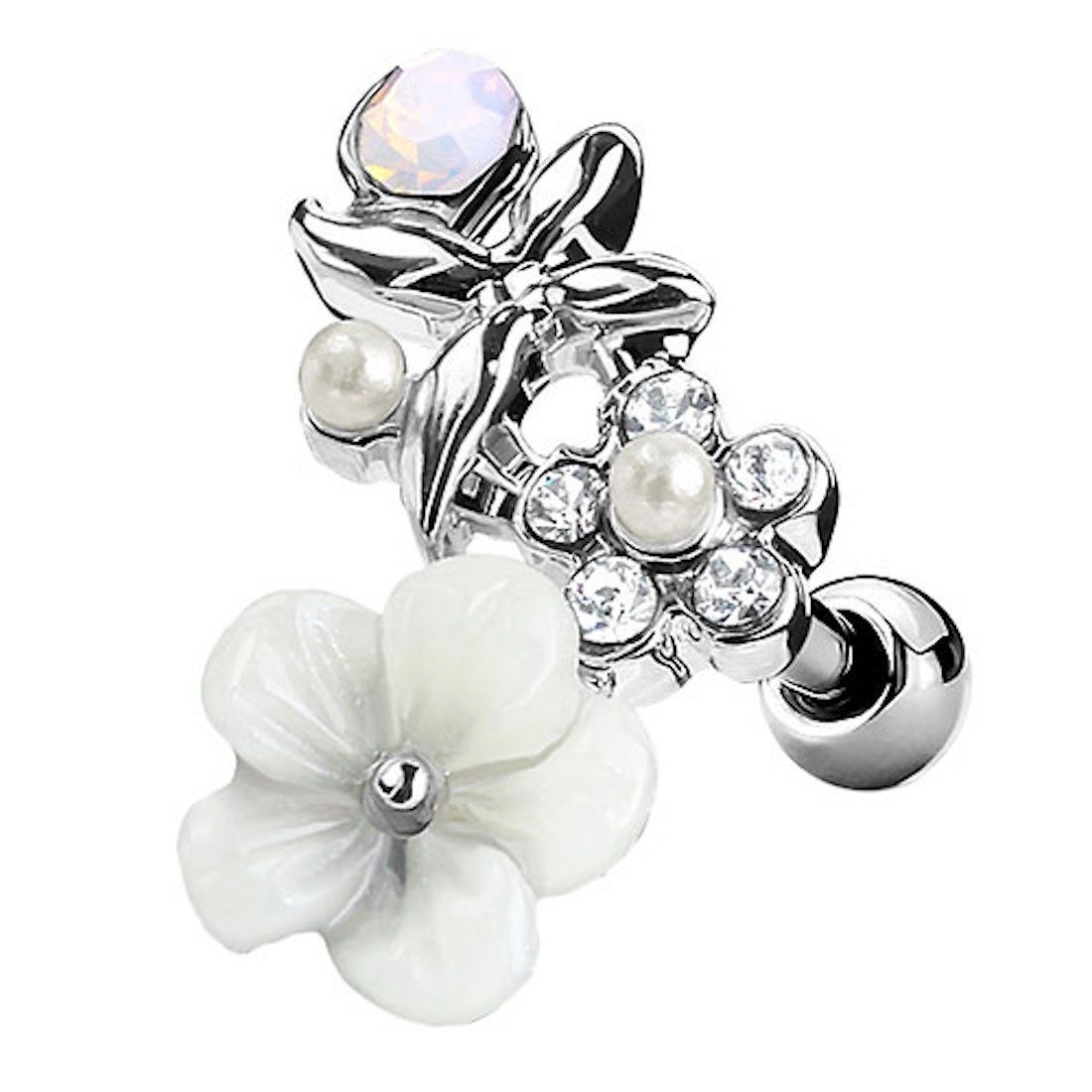 Taffstyle Piercing-Set Tragus Helix Stecker mit Hawaii Blüte, Cartilage Kno günstig online kaufen