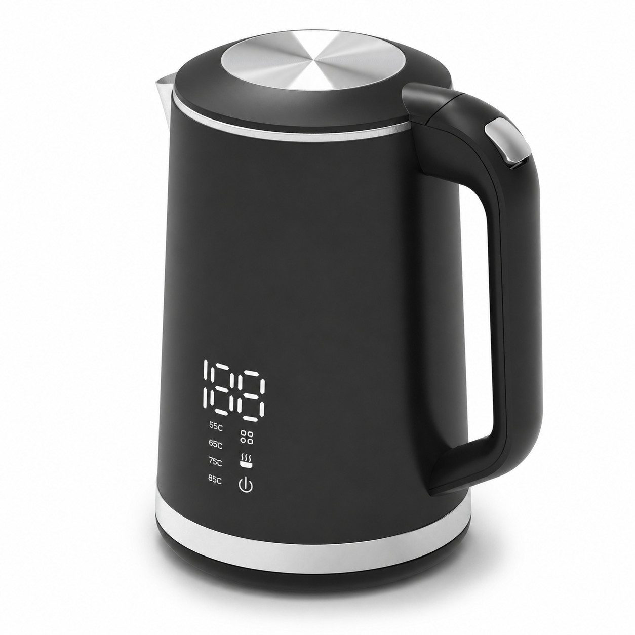 Tekoo Wasserkocher Edelstahl-Wasserkocher mit Memory-Funktion & LED-Display, 1,6L, 1500 W, Edelstahl, Thermosicherung, Memory-Funktion, doppelwandiges Gehäuse