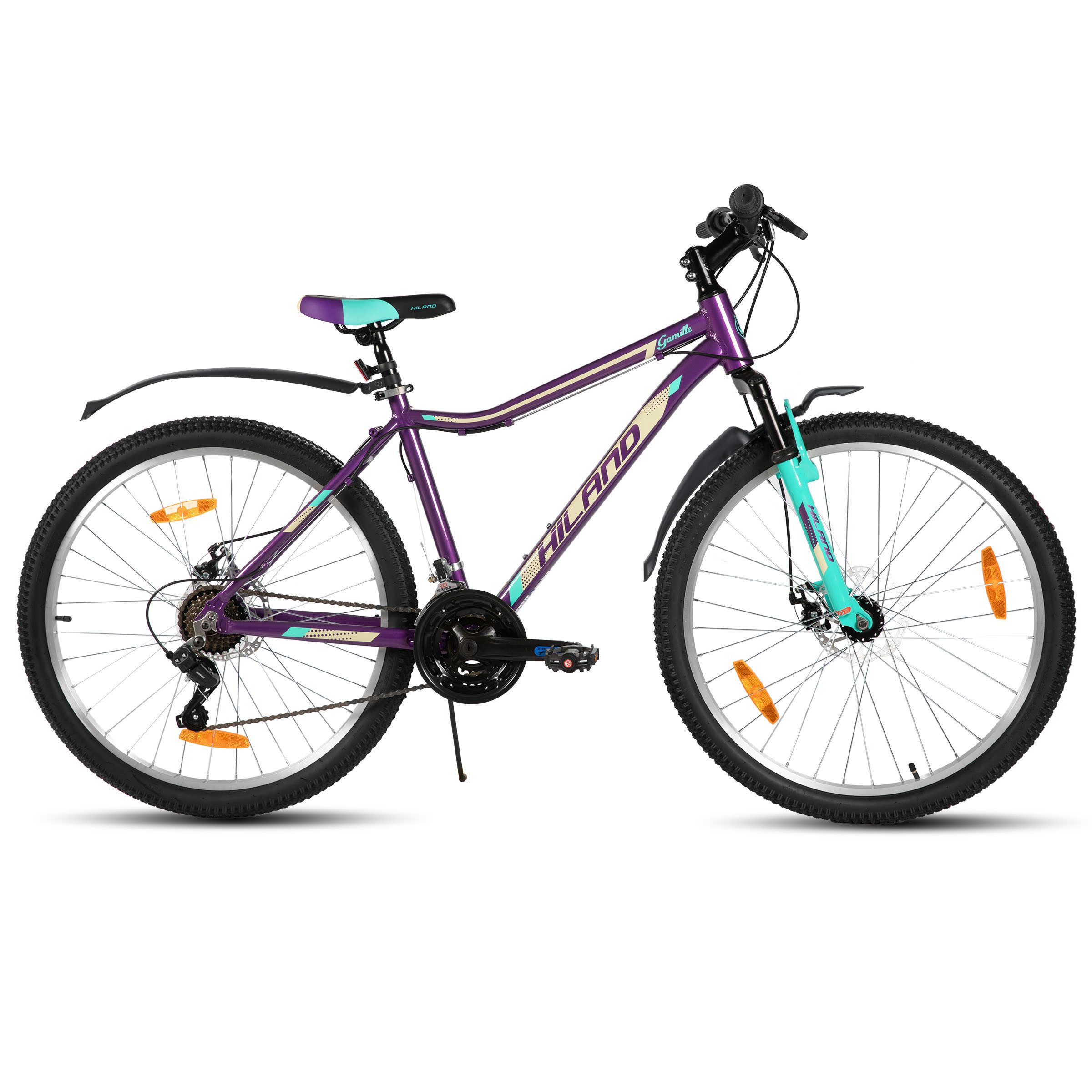 HILAND Mountainbike 26/27,5 Zoll Fahrrad für Erwachsene, MTB für Männer und Frauen, Mit Aluminium Rahmen, 18 Gang,Doppelscheibenbremse Federgabel