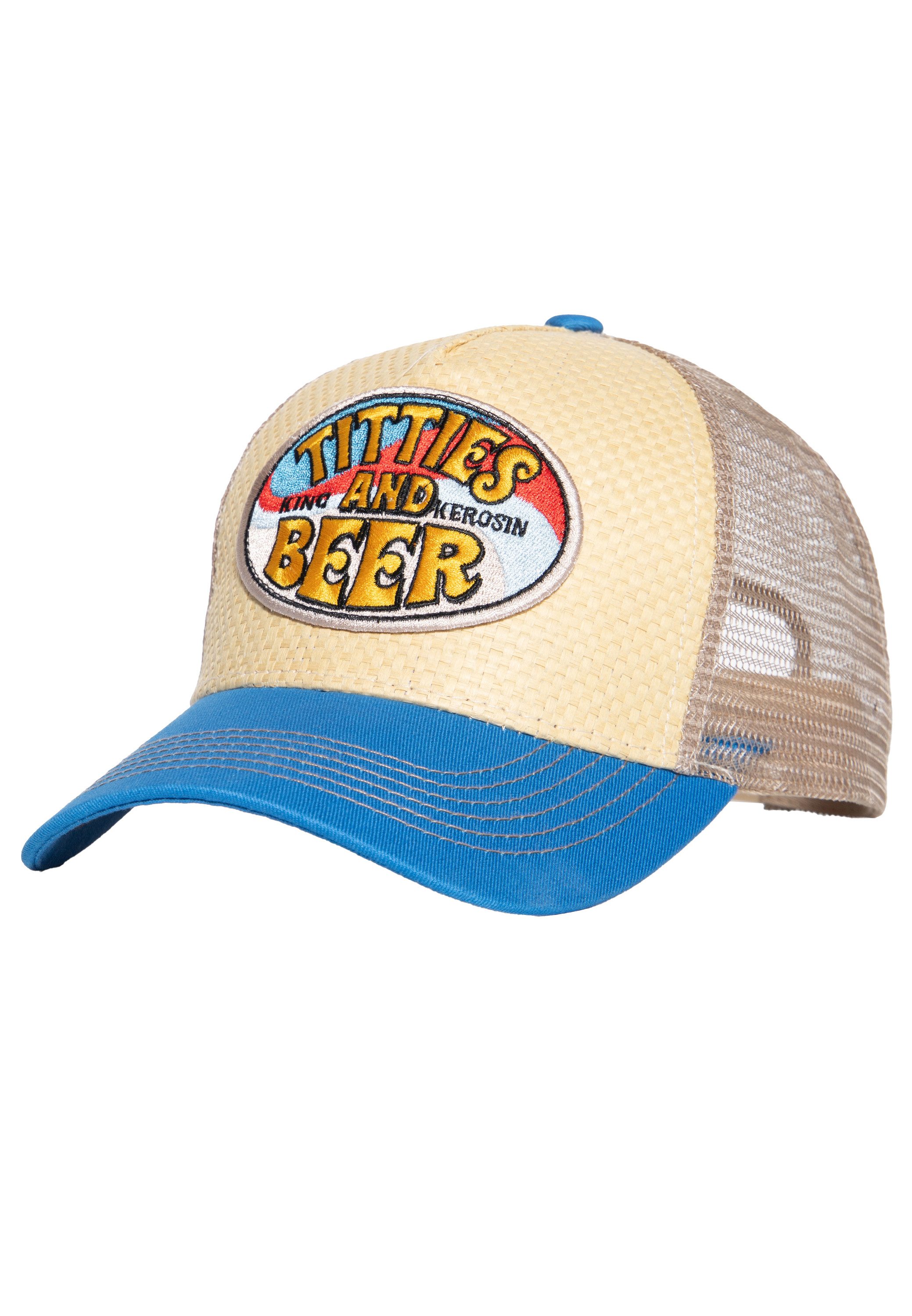KingKerosin Trucker Cap Titties & Beer (1-St) Strohgeflecht-Look