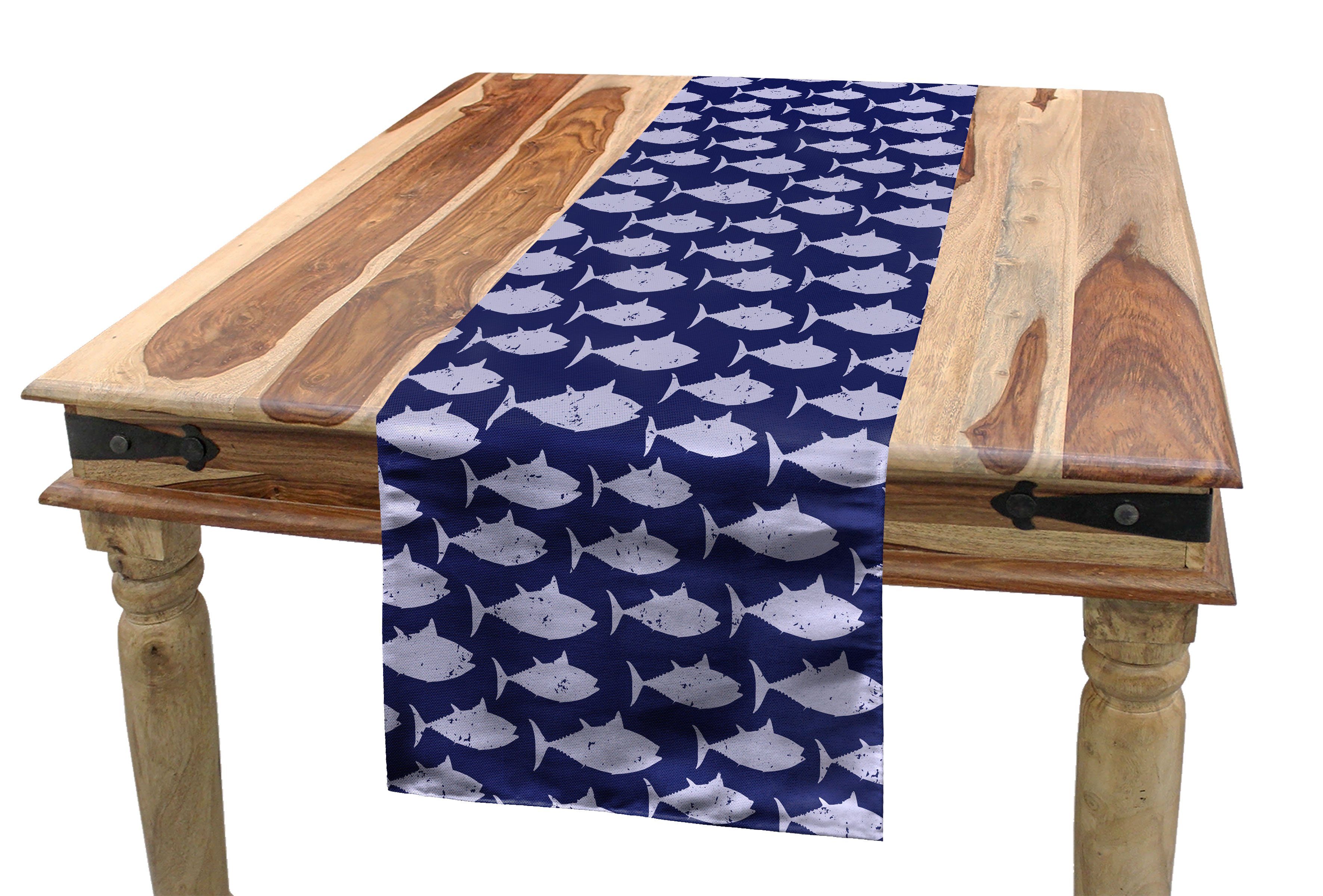 Abakuhaus Tischläufer Esszimmer Küche Rechteckiger Dekorativer Tischläufer, blau Wasser Monotone Fisch-Muster