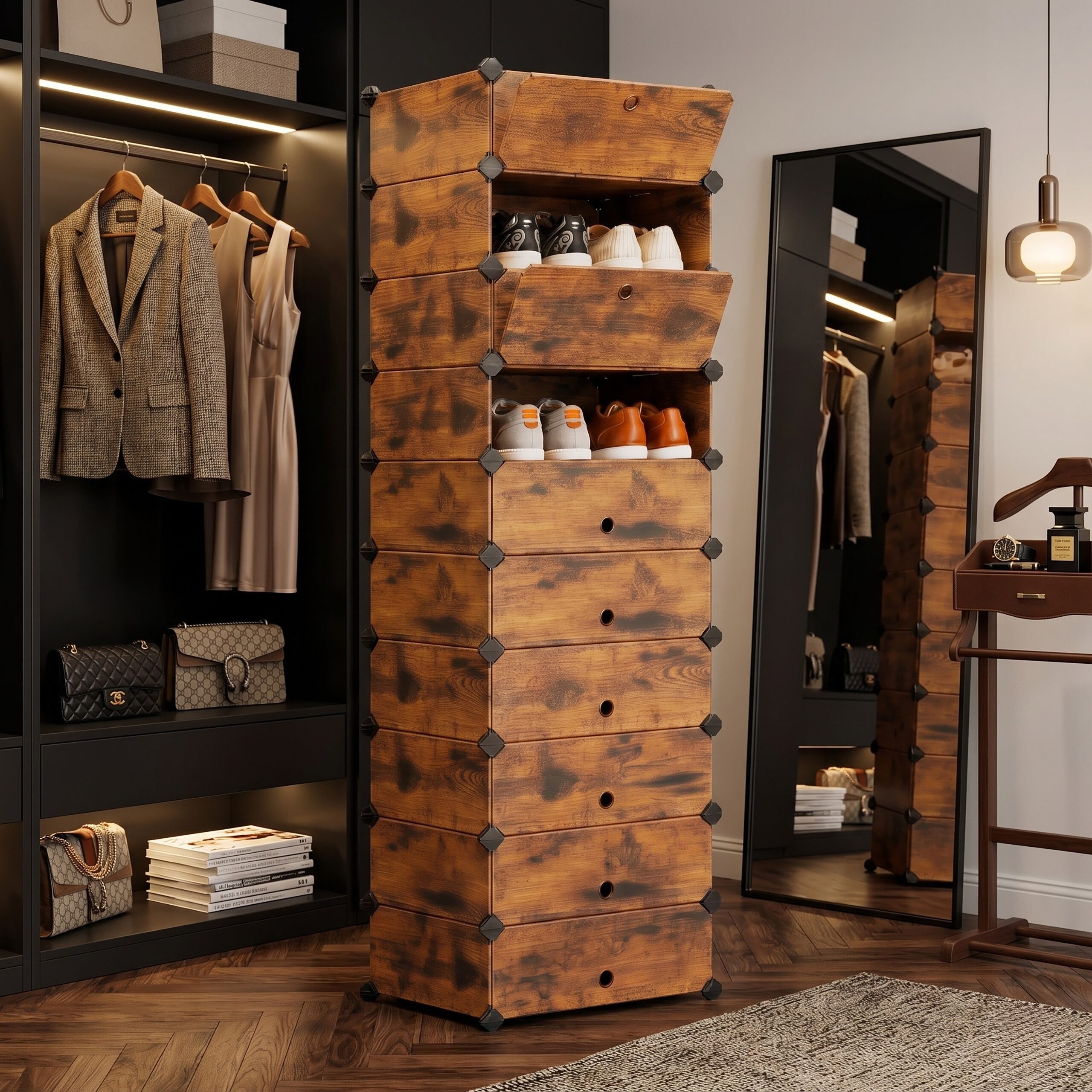 relaxdays Schuhschrank Schuhregal Holzoptik