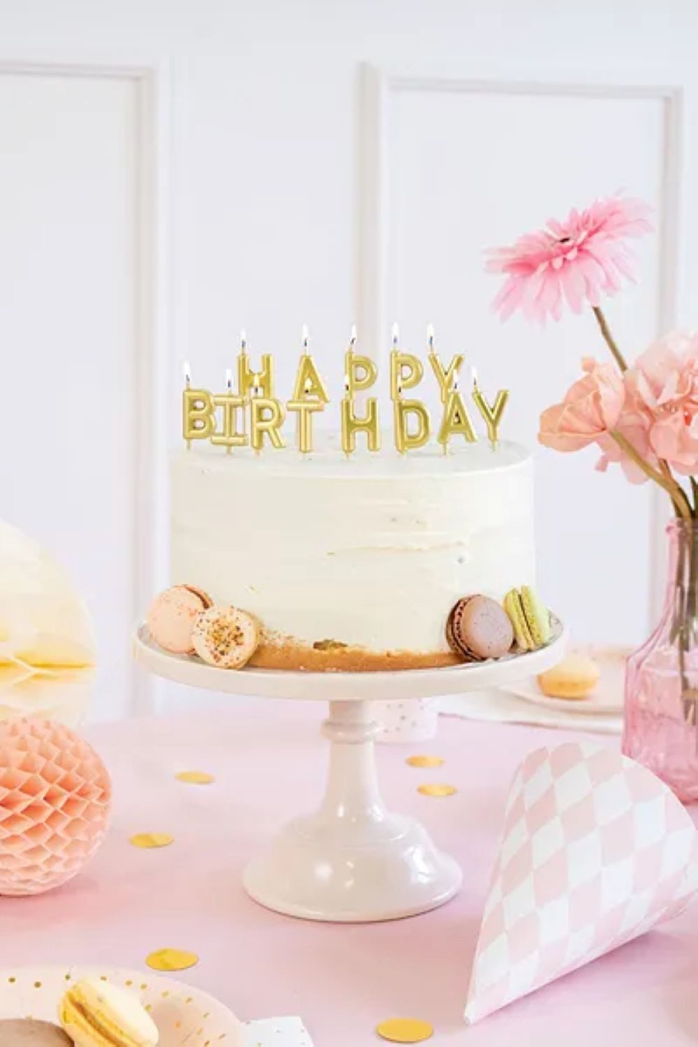 partydeco Geburtstagskerze Geburtstagskerzen 'Happy Birthday' 2,5 cm, Gold