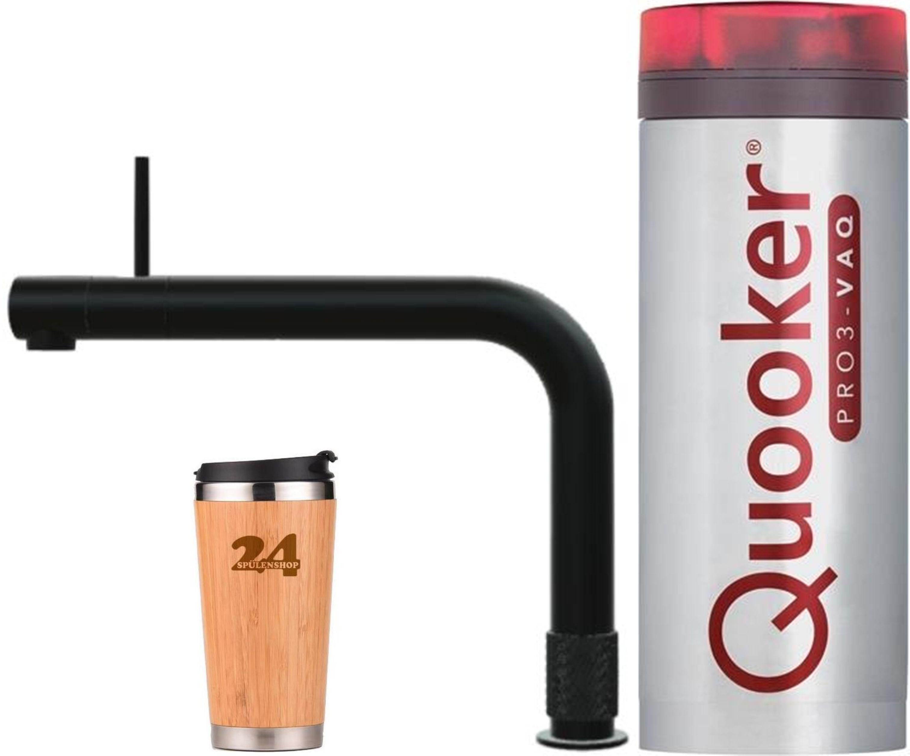 QUOOKER Küchenarmatur QUOOKER FRONT VAQ PRO3 Schwarz 100°C Armatur (3FRONTBLK) (2-St) Spültischmischer mit 100°C Kochendwasserfunktion