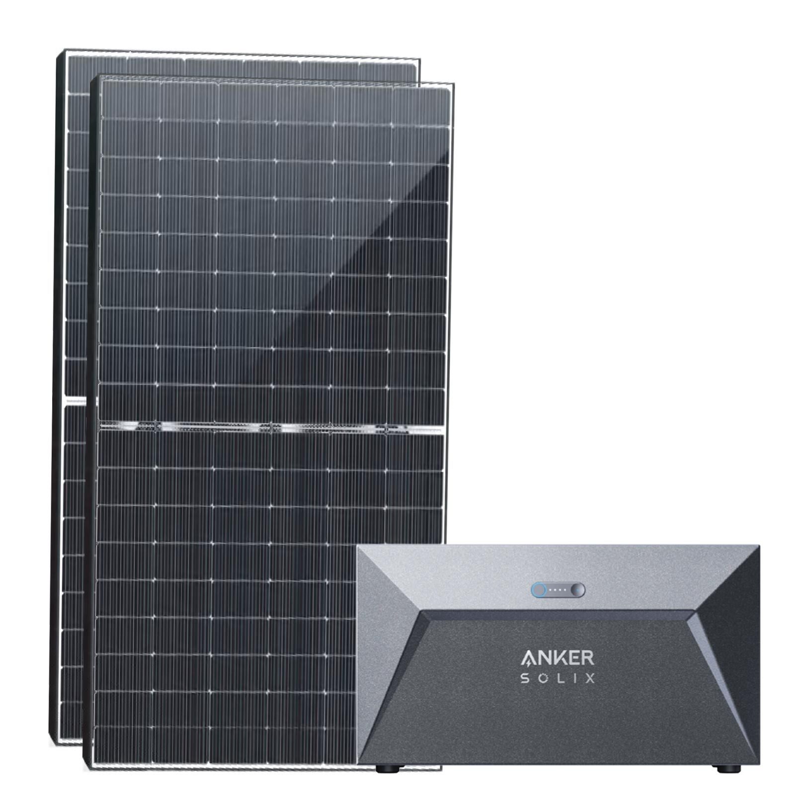 Stegpearl Solaranlage Bifaziale Solarmodule mit Solarspeicher für Balkonkraftwerk, 880,00 W, Bifaziale zellen, (Solarspeicher 1,6kWh Anker SOLIX Solarbank E1600), 2x440W Bifaziale Glas/Glas Solarmodule Komplettset