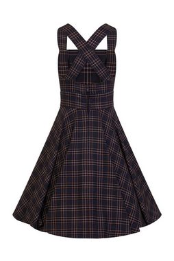 Hell Bunny A-Linien-Kleid Peebles Pinafore Dress Tartan Blau Retro Vintage Schürzenkleid Latzrock