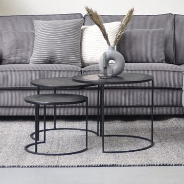 RINGO-Living Beistelltisch Couchtisch Moani in Schwarz aus Metall 3er-Set 450x550mm, Möbel