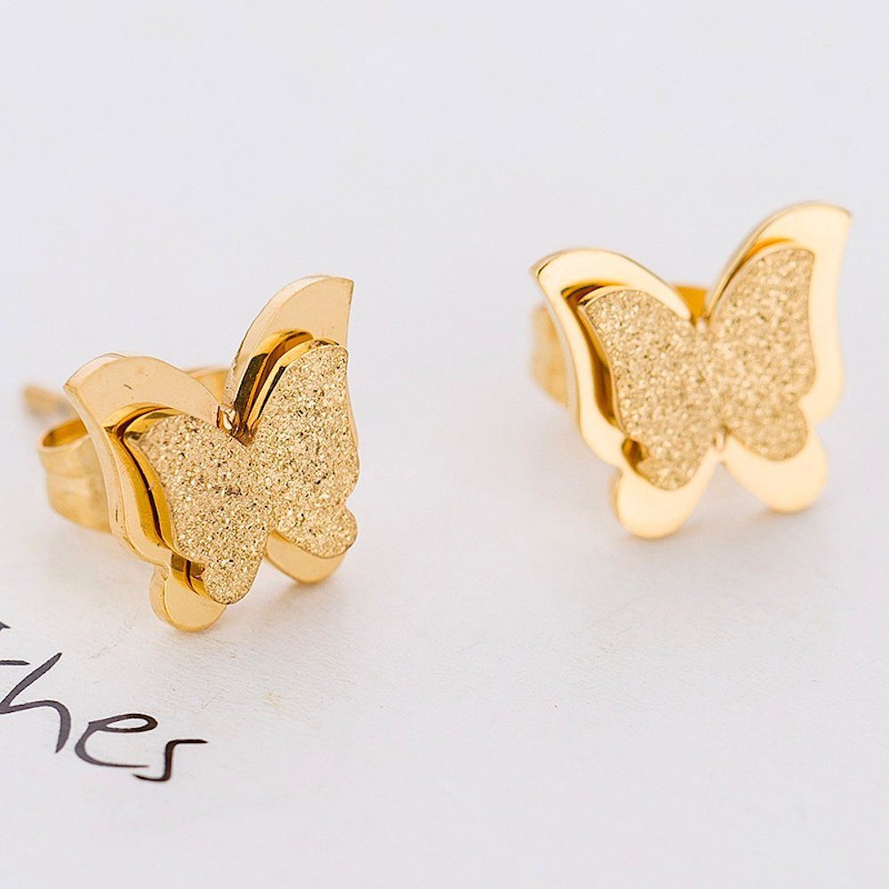 Schmetterling Schmuckset Kim Halskette Ohrringe Gold Johanson und (2-tlg),