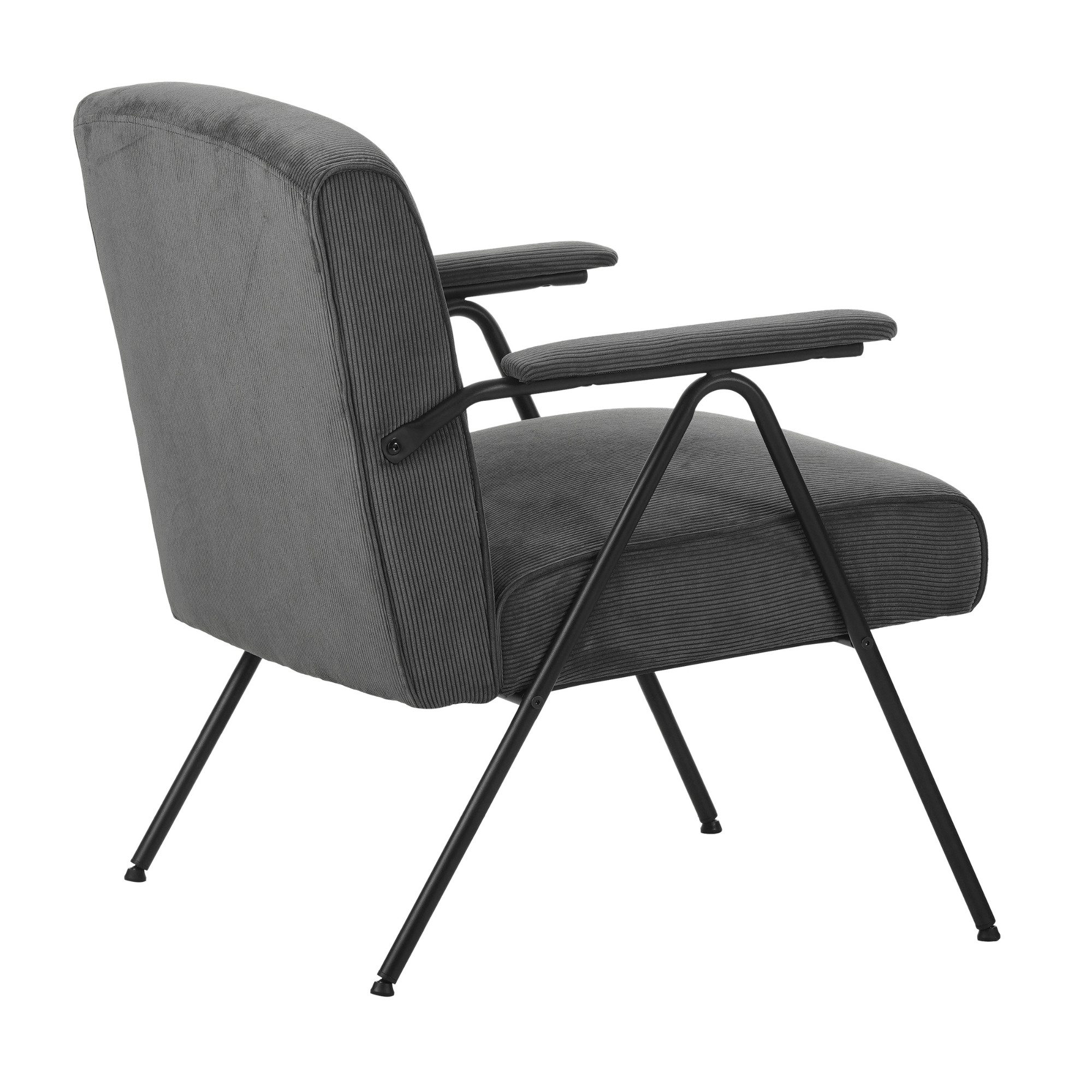 Albatros International Sessel Sessel Stanford Grau Vintage Design bequem Stoff Cord Bezug, sehr bequeme S-Federn, Relaxsessel Loungesessel für Wohnzimmer