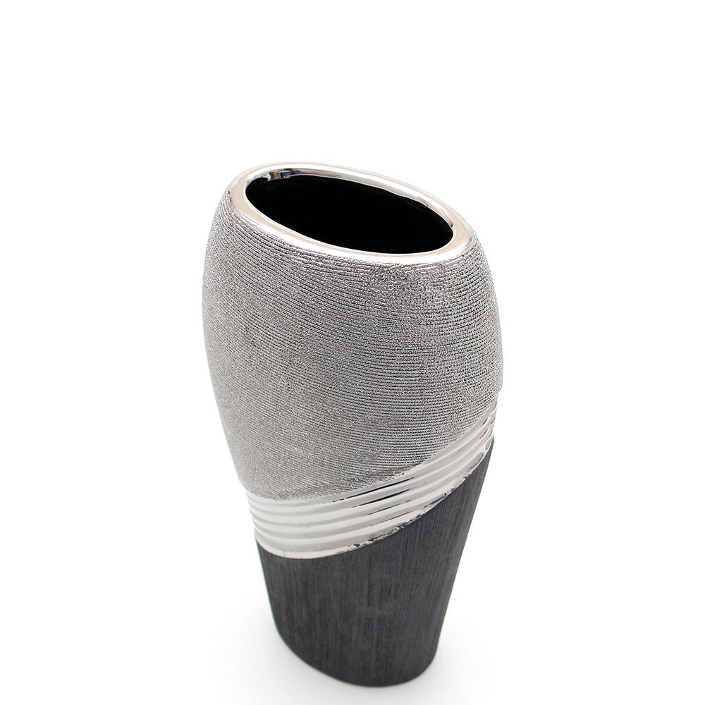 Dekohelden24 Dekovase moderne St) (1 Edle silber- Keramik Designer Vase in Deko