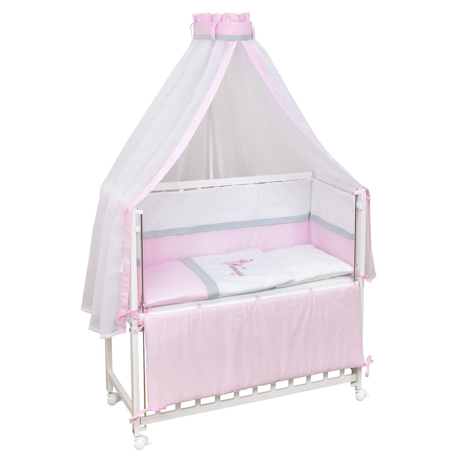 Baby-Delux Beistellbett Babybett Princess, Stillbett 90x40 weiß höhenverstellbar, Matratze inkl. komplett Set