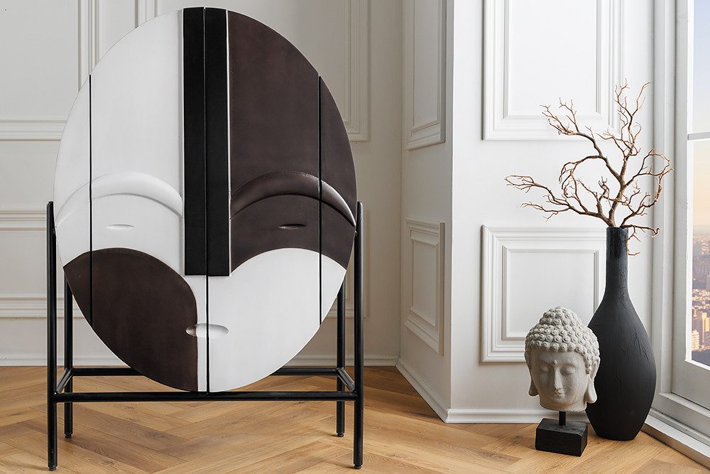 riess-ambiente Highboard VOODOO 120cm braun/weiß/schwarz - Mangoholz, 3D Sc günstig online kaufen