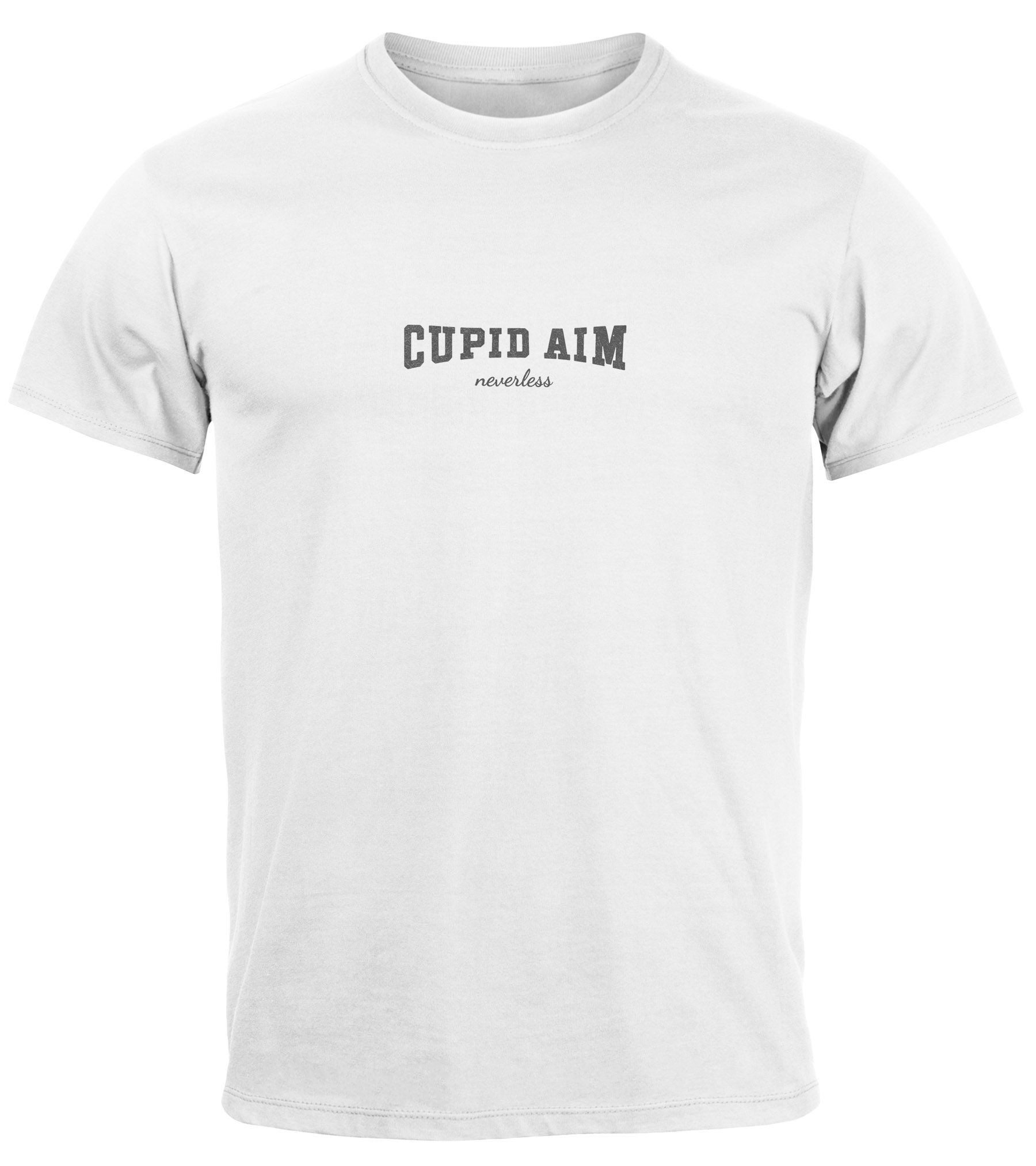 Neverless Print-Shirt Herren T-Shirt Backprint Engel Aufdruck Schriftzug Cupid Aim Amor mit Print – Bild 3 von 5