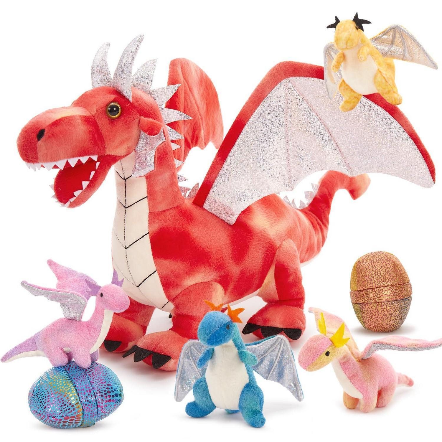 LuxusKollektion Kuscheltier Plüschtier Drache 55cm XXL Babybauch Rot Geschenk Jungen Bunt-rot