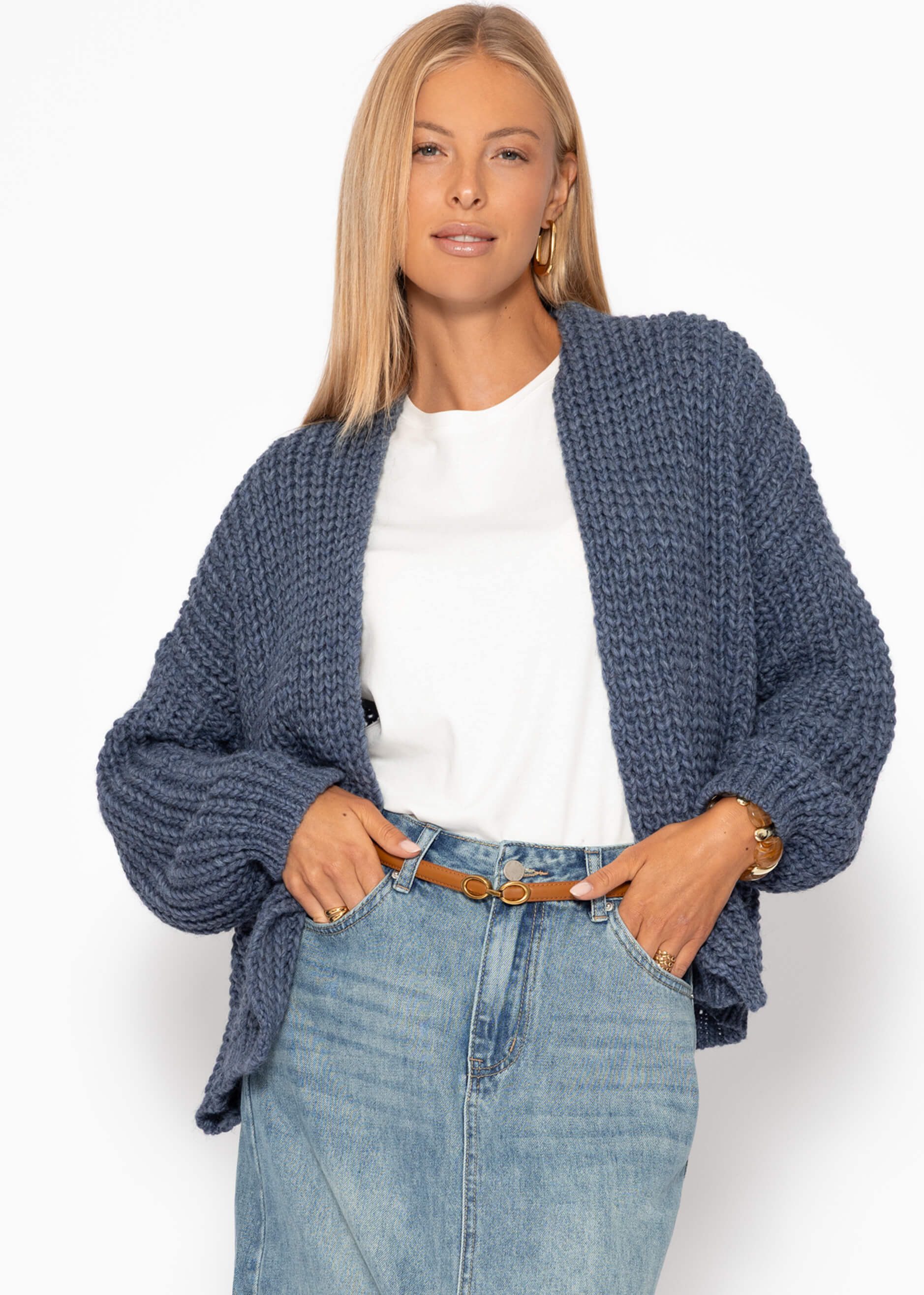 SASSYCLASSY Cardigan Strickjacke für Damen mit Stehkragen Cardigan aus Grob günstig online kaufen