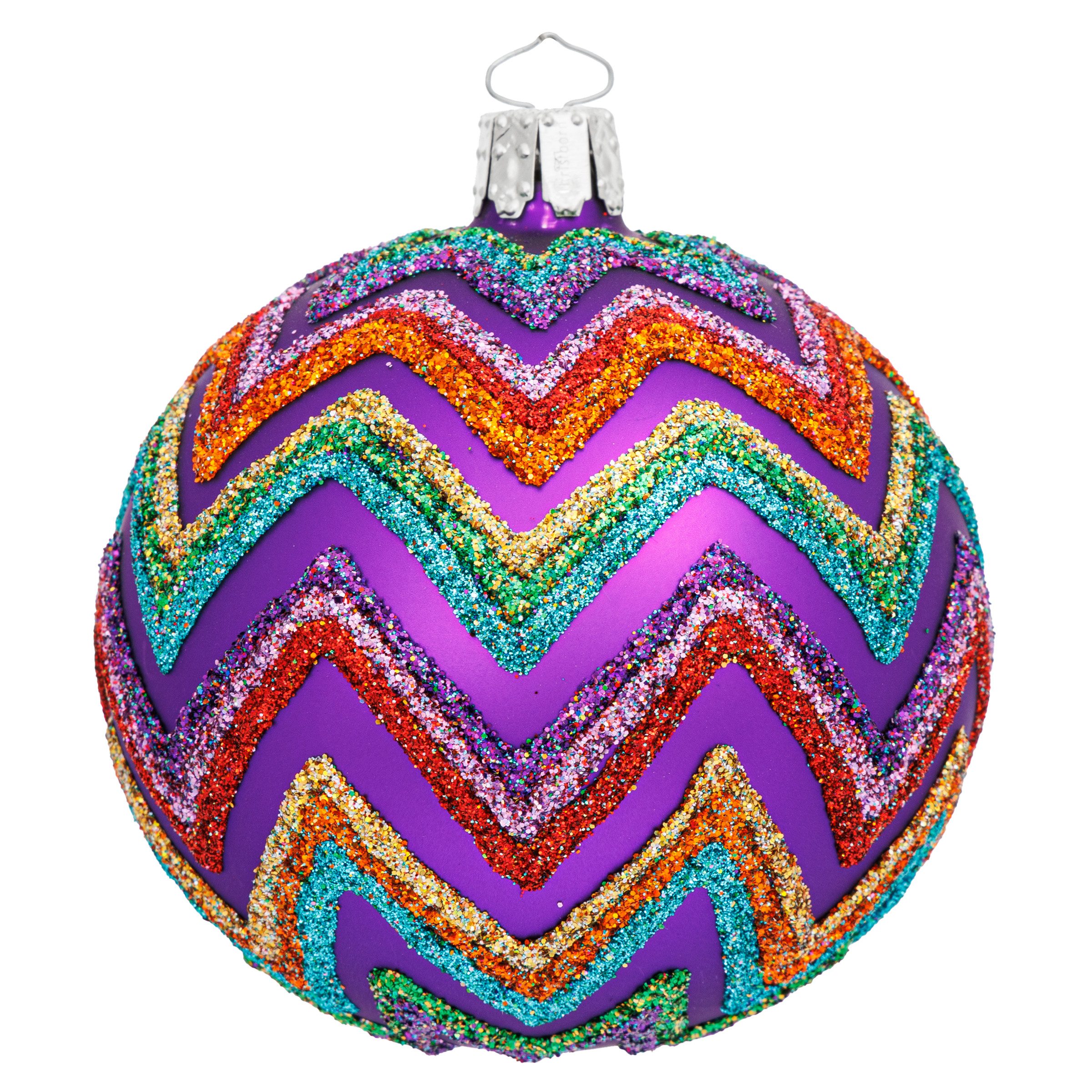 SIKORA Weihnachtsbaumkugel Premium Weihnachtskugel Glas ZickZack Muster 8cm - Prestige Collection, Hochwertiger Christbaumschmuck - Made in Germany