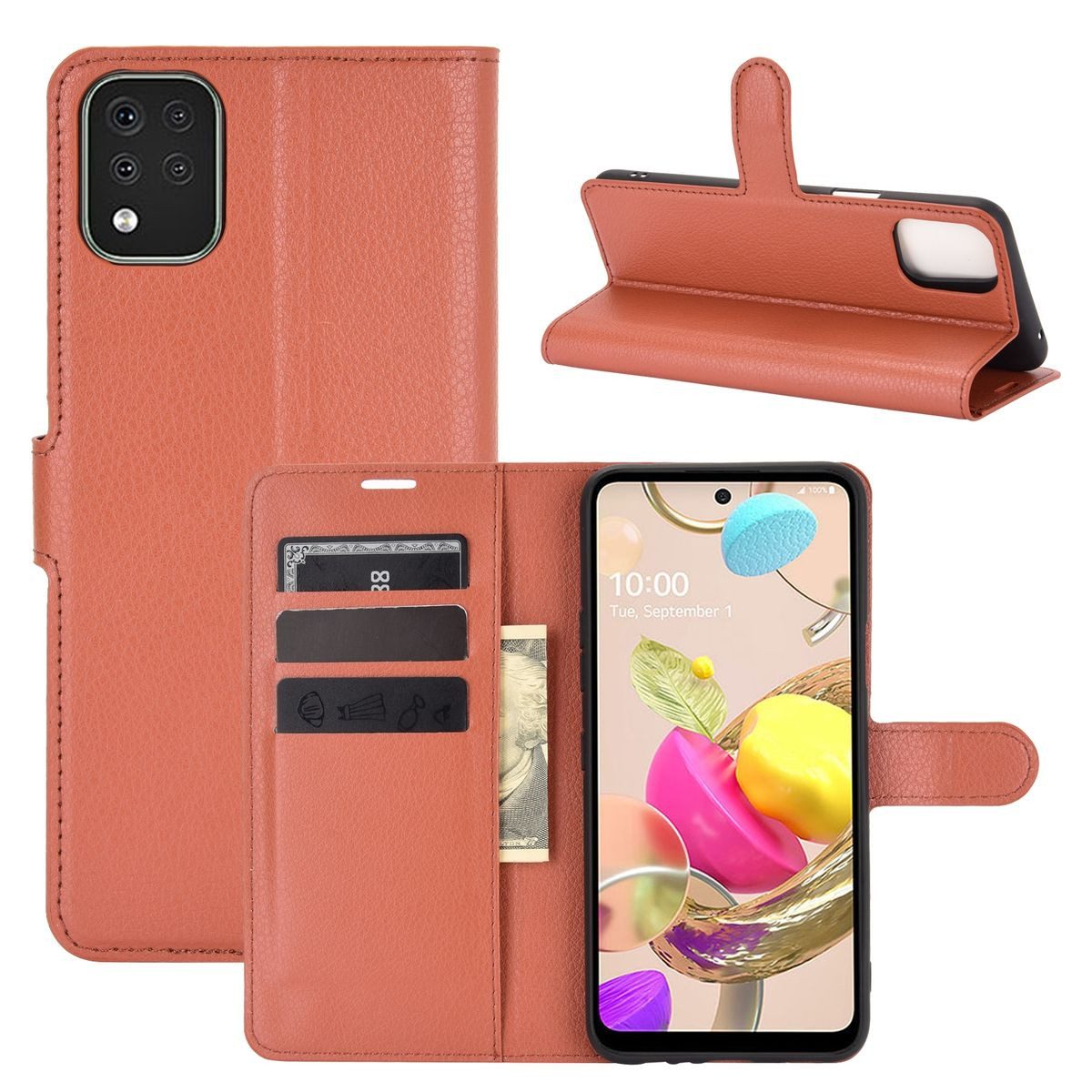 König Design Handyhülle LG K42, Schutzhülle Schutztasche Case Cover Etuis Wallet Klapptasche Bookstyle