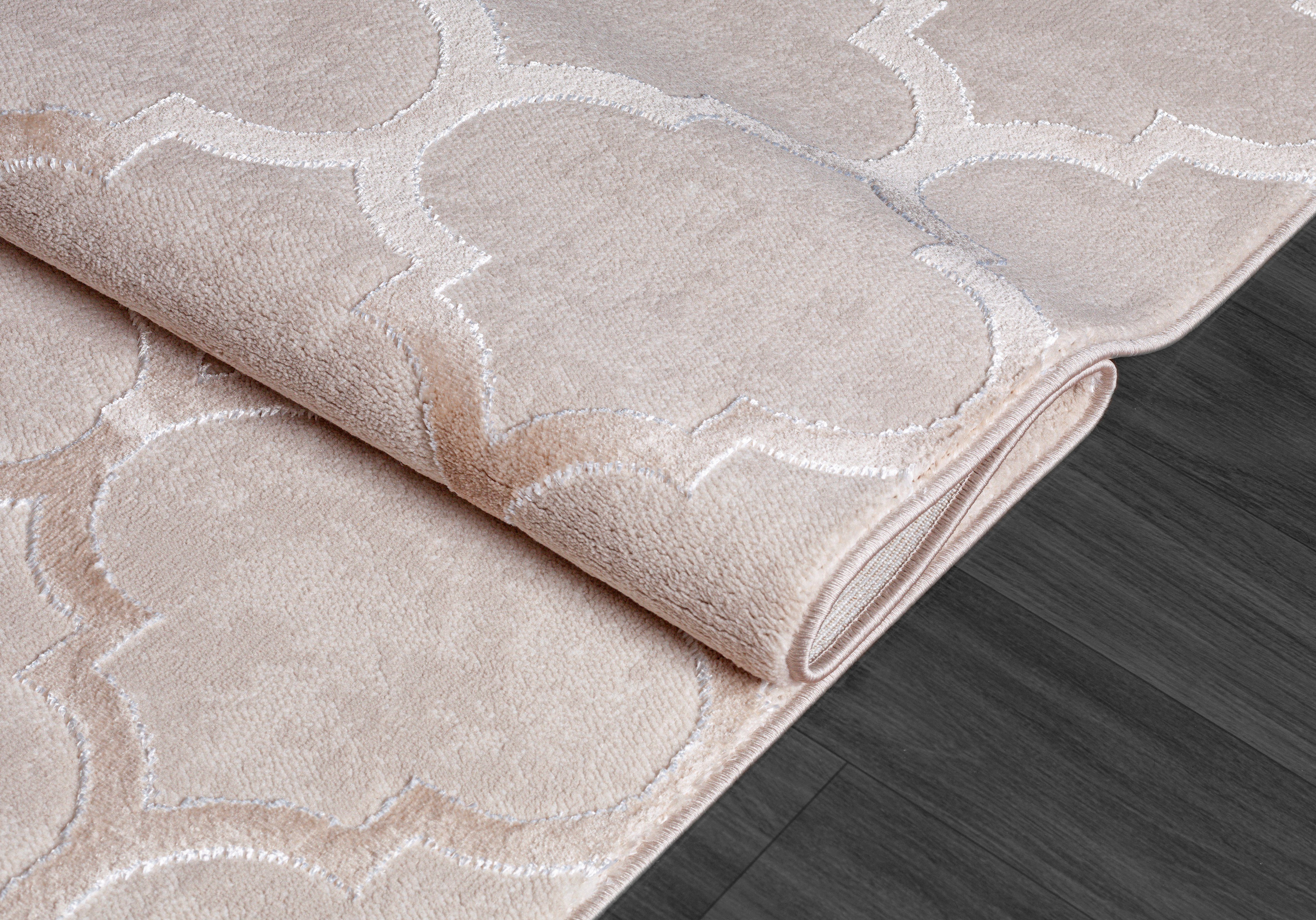 OTTO home Teppich Badra Kurzflor, rechteckig, Höhe: 12 mm, geometrisch, Hoch Tief Design, 3-D Wirkung, Ornamente, Wohnzimmer – Bild 4 von 5