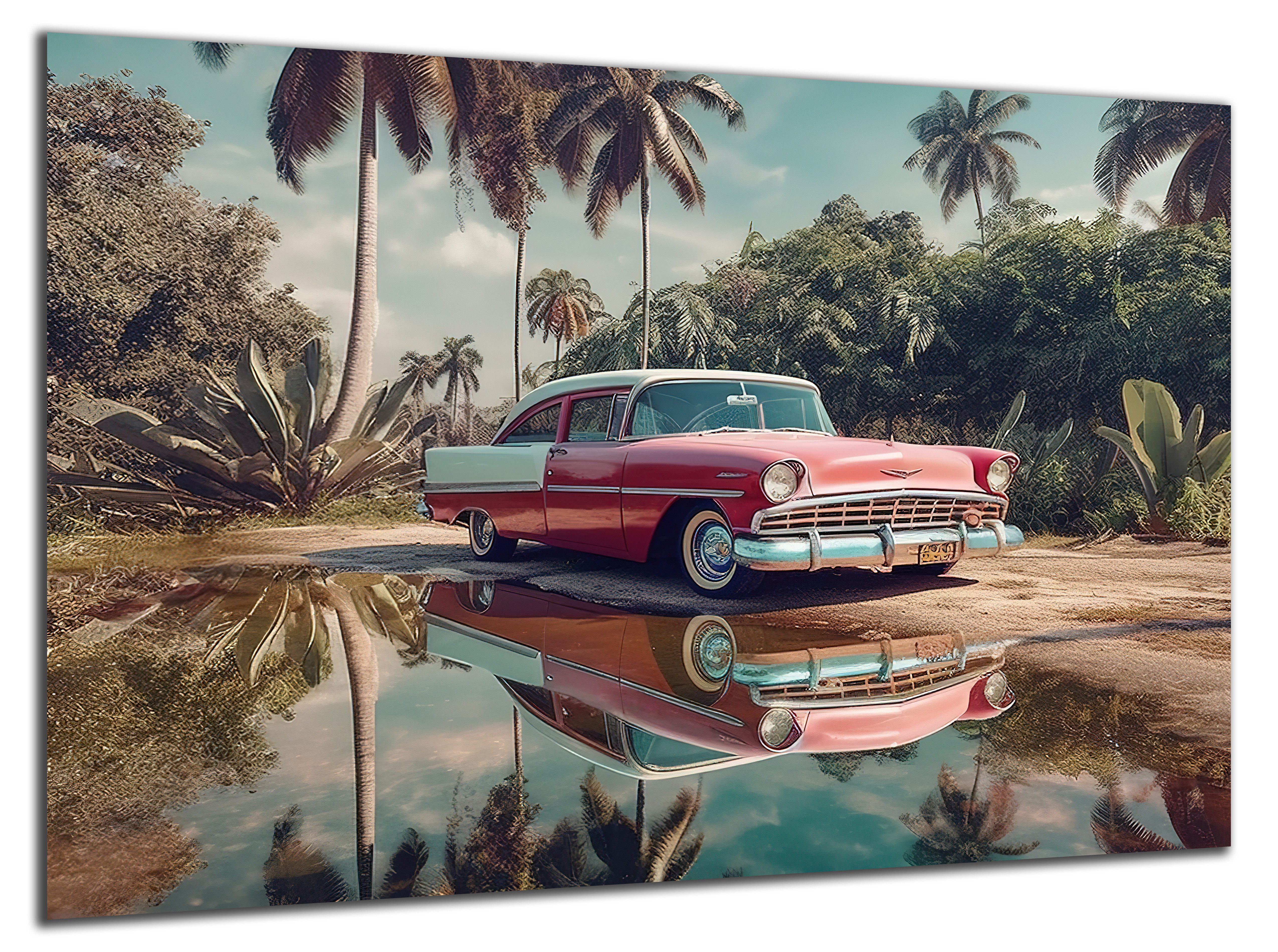 DARO Design Leinwandbild Modern Abstrakt Wandbilder XXL Wandbild Wand Deko Leinwand Bilder, (Oldtimer - Bild groß Wohnzimmer Schlafzimmer Küche Esszimmer Einteilig Querformat Fotodruck Leinwände Wanddeko Abstrakte Kunst Boho), 30x20cm