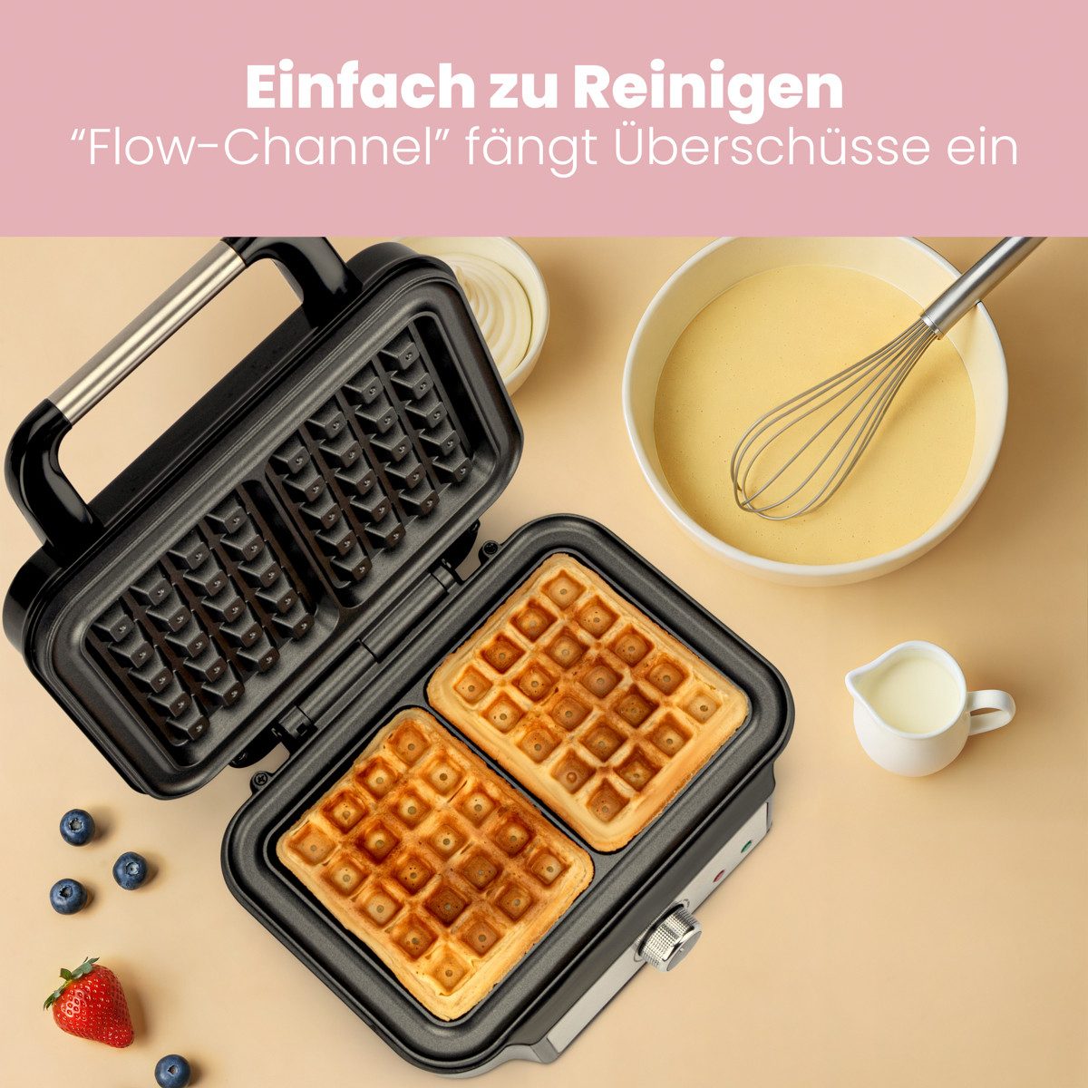 ProfiCook Waffeleisen PC-WA 1240, für 2 rechteckige Waffeln pro Backvorgang