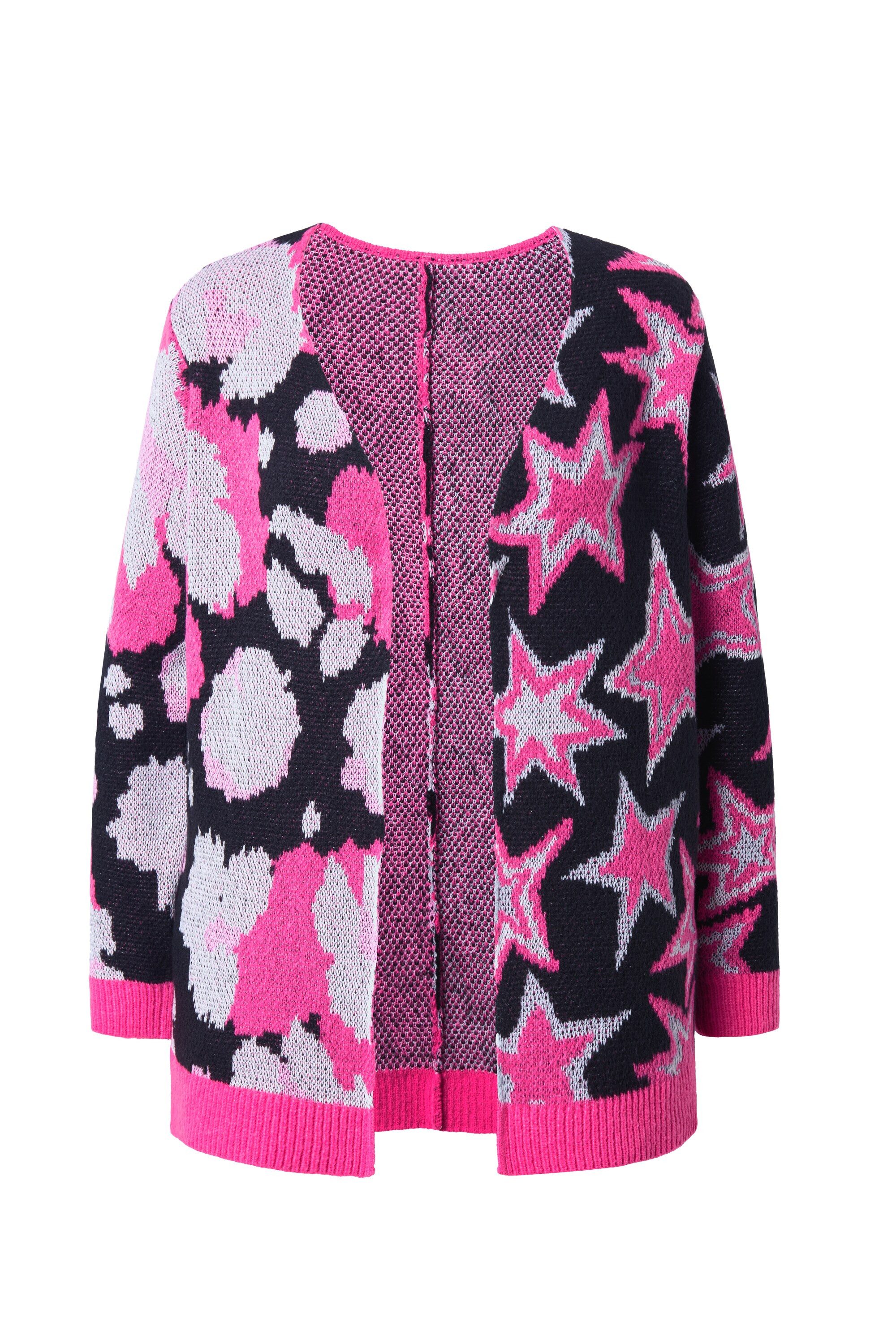 Strickjacke Strickjacke Straight Fit Mustermix offene Form