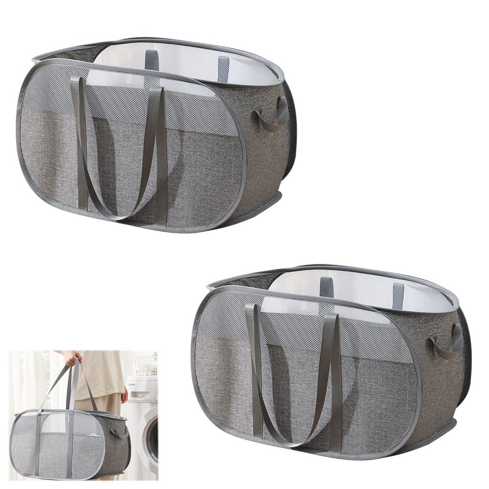 NUODWELL Wäschekorb 2er Set Pop-up-Wäschekörbe, Faltbarer mit Mesh, Tragbar günstig online kaufen