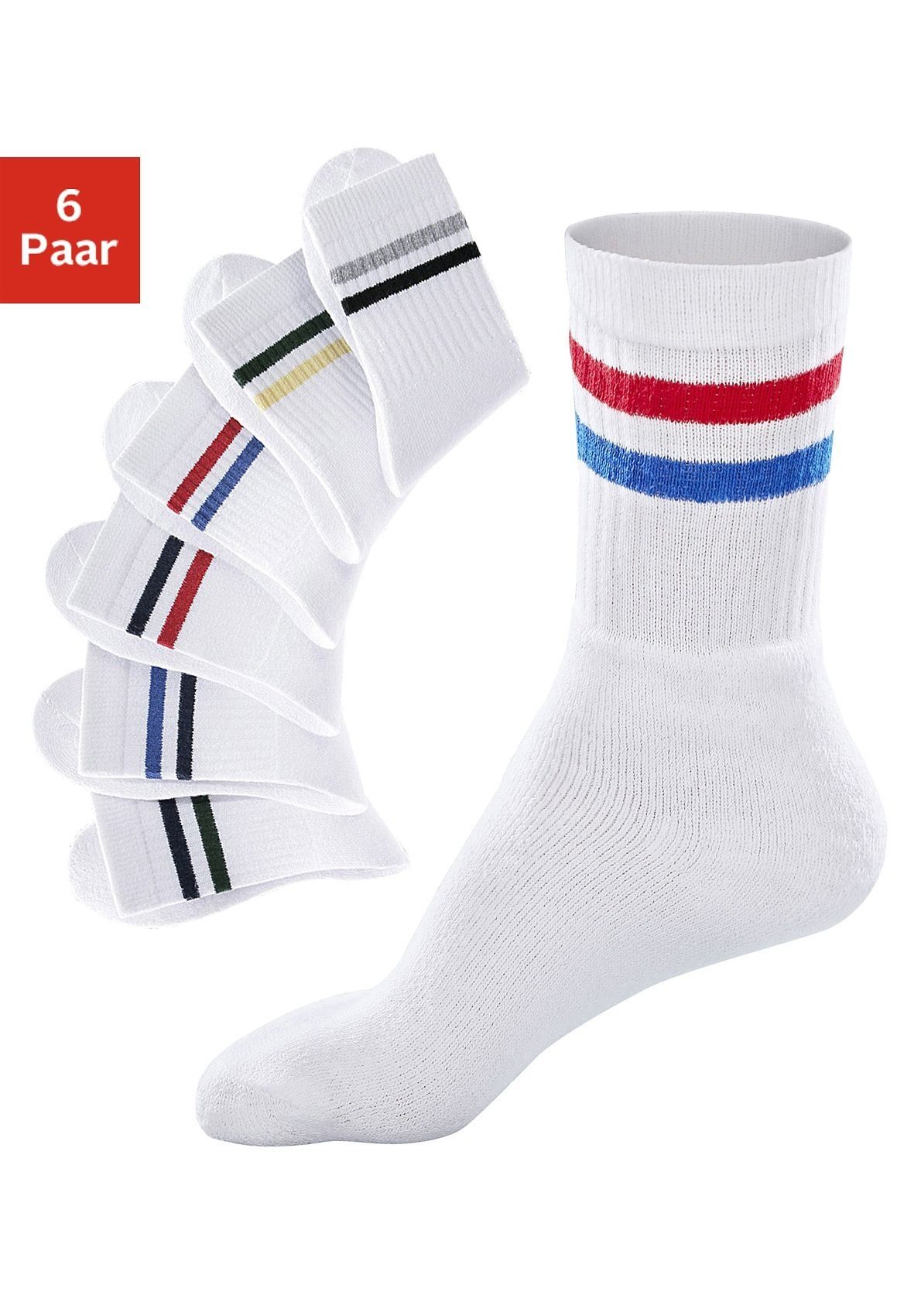 Go in Freizeitsocken (Packung, 6-Paar) mit farbigen Streifen