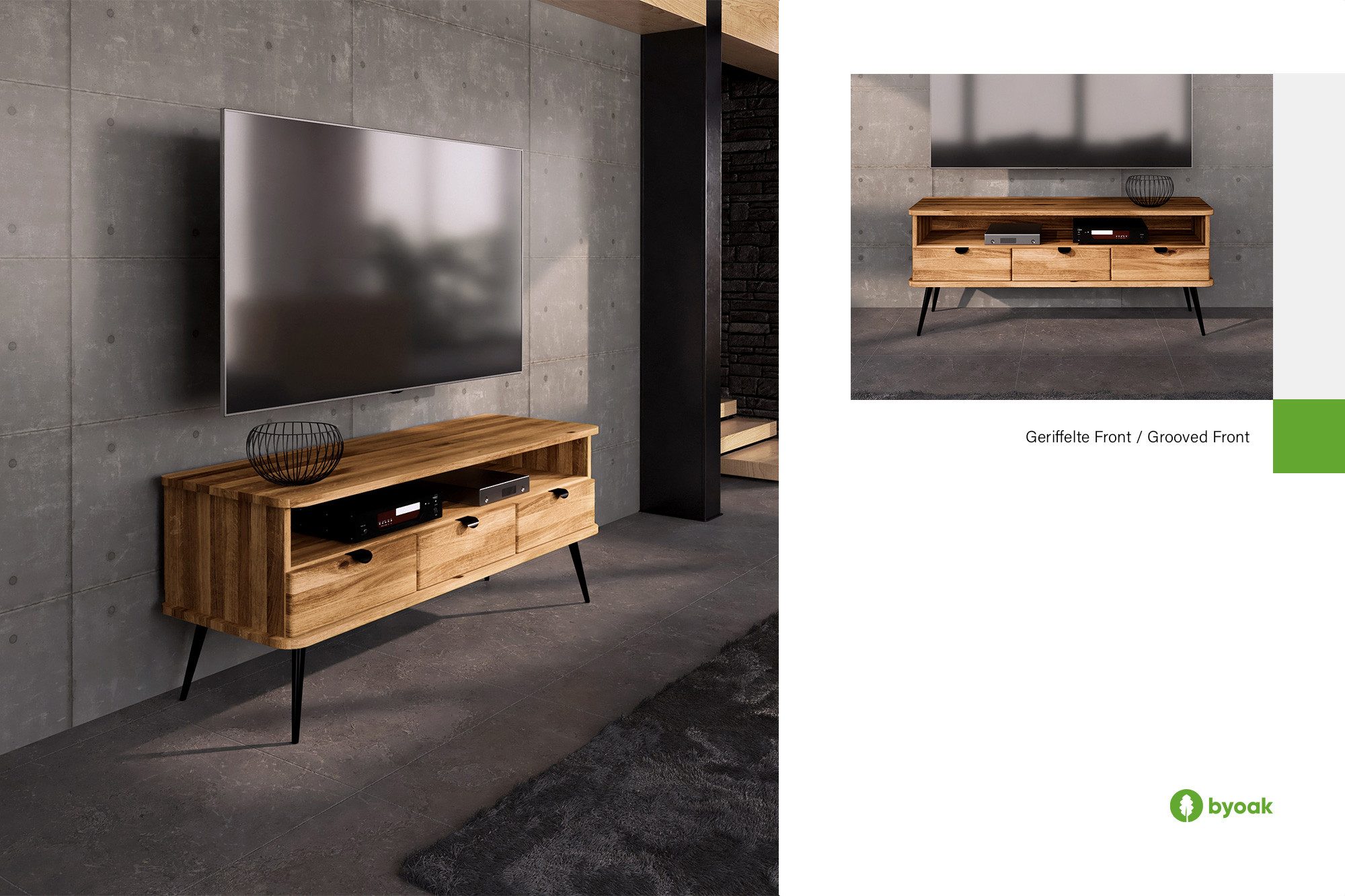 byoak TV-Schrank KULA aus Massivholz, Naturgeölt