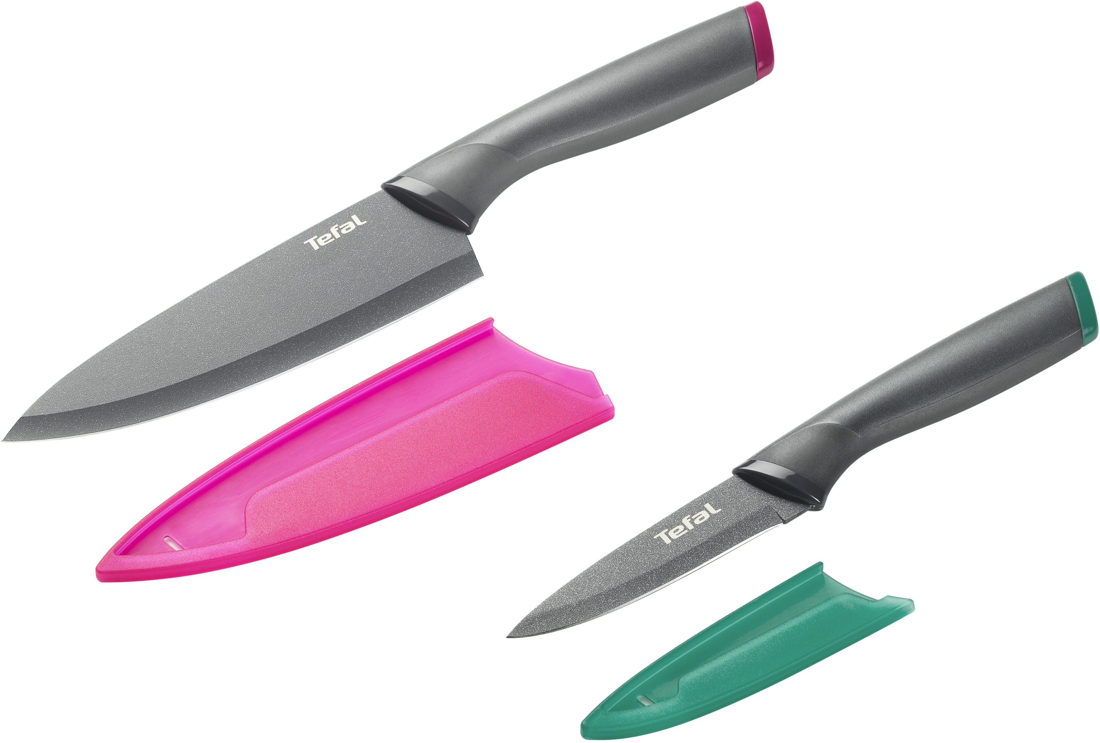 Tefal Messer-Set Fresh Kitchen (Set, 4-tlg), 2-tlg, Klingen aus rostfreiem Stahl, Titan-Versiegelung, Klingenschutz