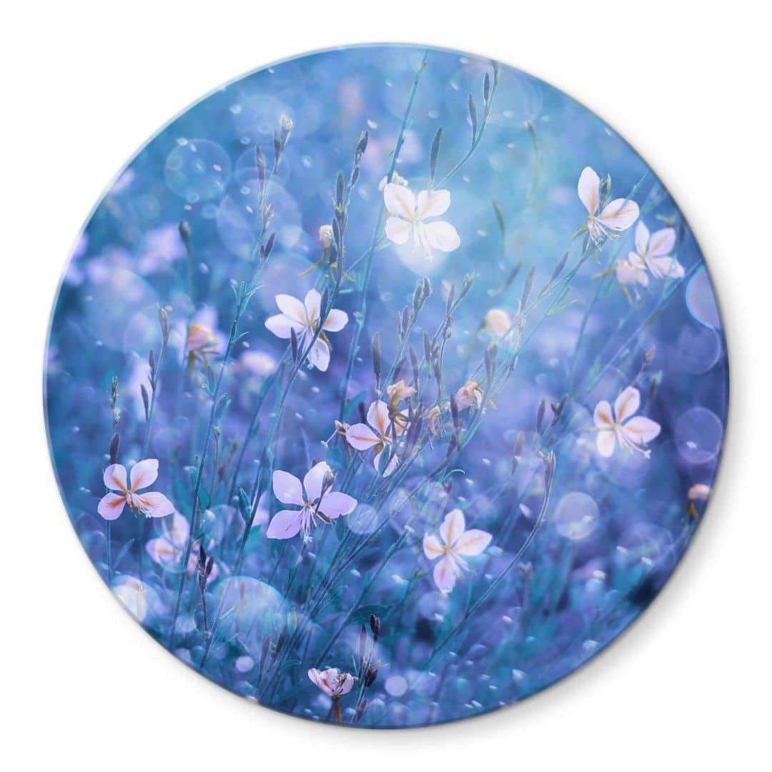 Art Glasbild Deko Blumen Gemälde Devos Bilder Blütenzauber, floral K&L Wandbild Glas Wandschutz Rund Wall