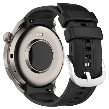 Wigento Smartwatch-Armband Für Amazfit Balance Vertikale Textur Design Silikon Armband Schwarz