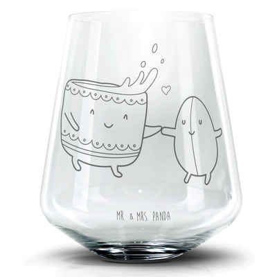 Mr. & Mrs. Panda Cocktailglas Kaffee Bohne - Transparent - Geschenk, Glück, Zufriedenheit, Cocktail, Premium Glas, Einzigartige Gravur