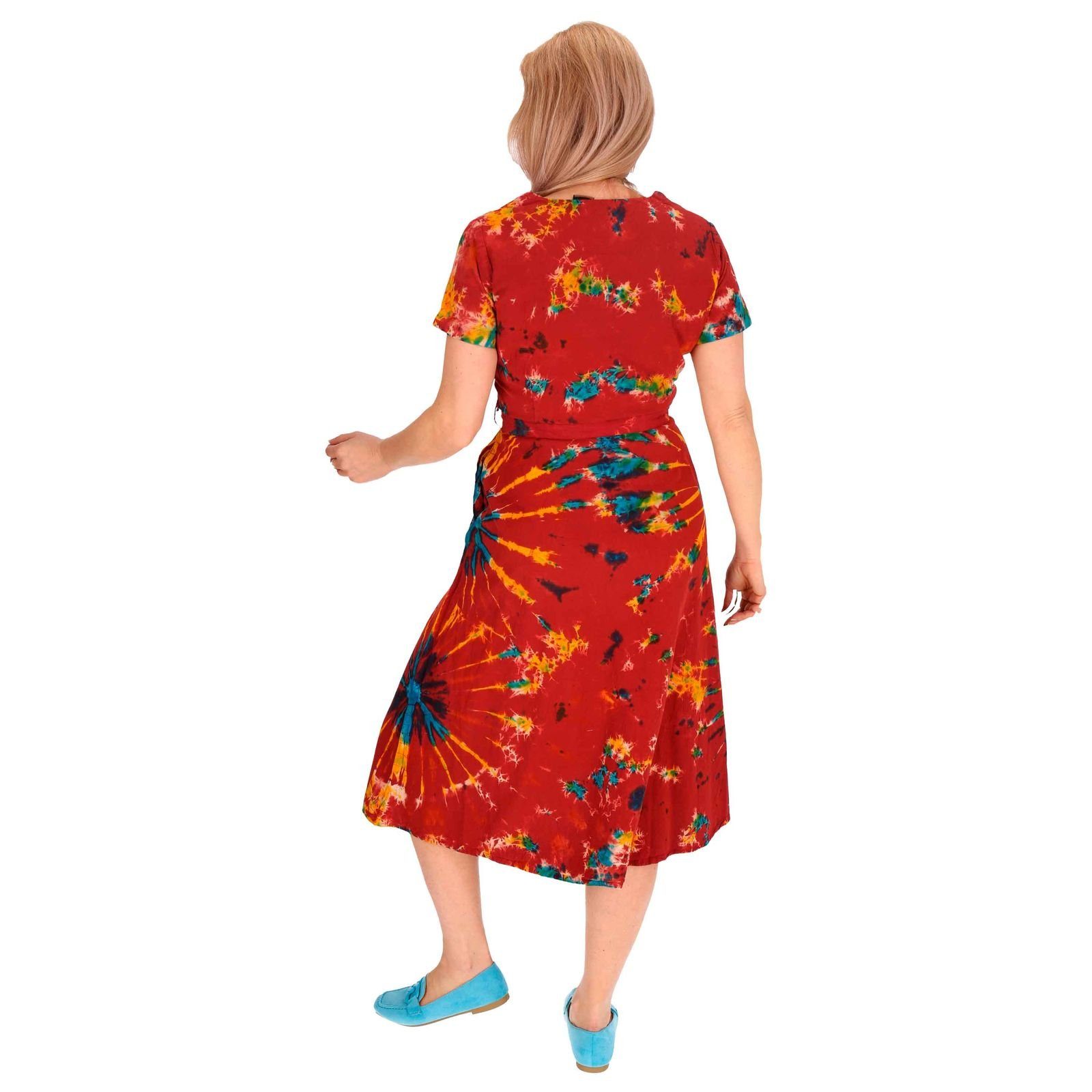 Sommerkleid UND Latzhose Kleid Batik Ibiza MAGIE Tie Boho Baumwoll Kleid KUNST Hippie Rot Dye