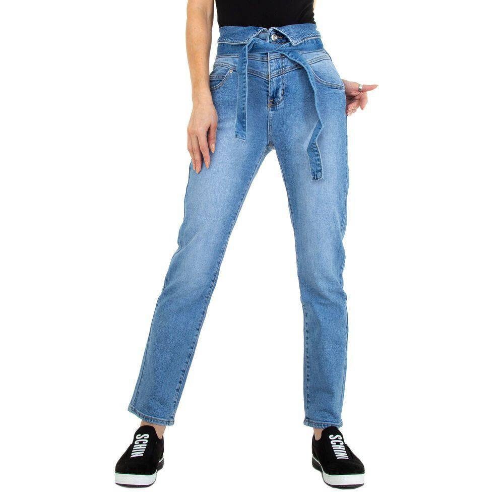 High Jeans High-waist-Jeans Waist Freizeit Blau in Ital-Design Damen Stretch