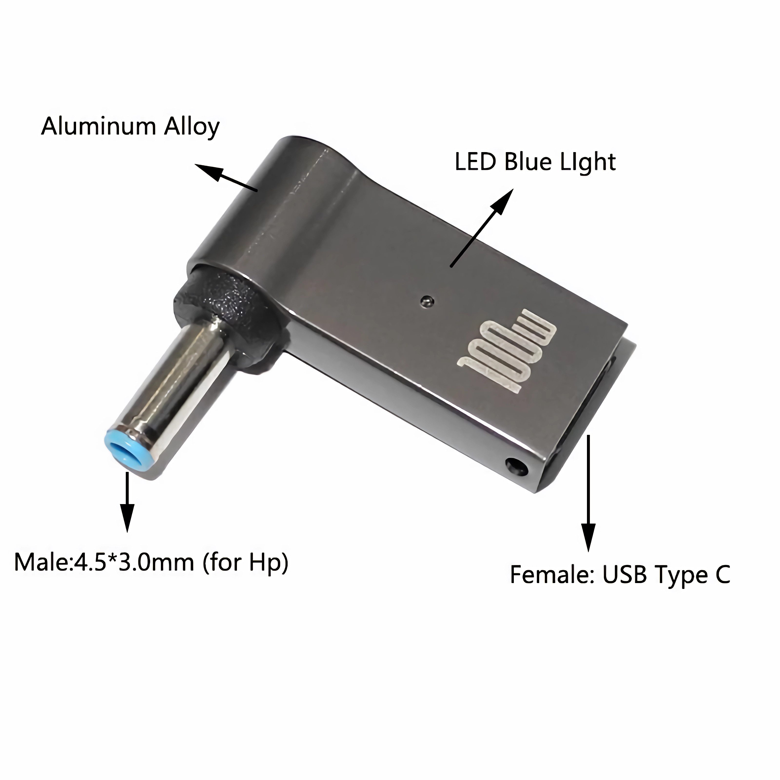 Bolwins C64 USB Typ-C zu DC mit PD Kabel Adapter für HP Laptop St 4,5*3,0mm Computer-Adapter USB-C Buchse zu DC-Stecker 4,5 × 3,0 mm, 0 cm, bis 100W Power Deliv – Bild 5 von 5