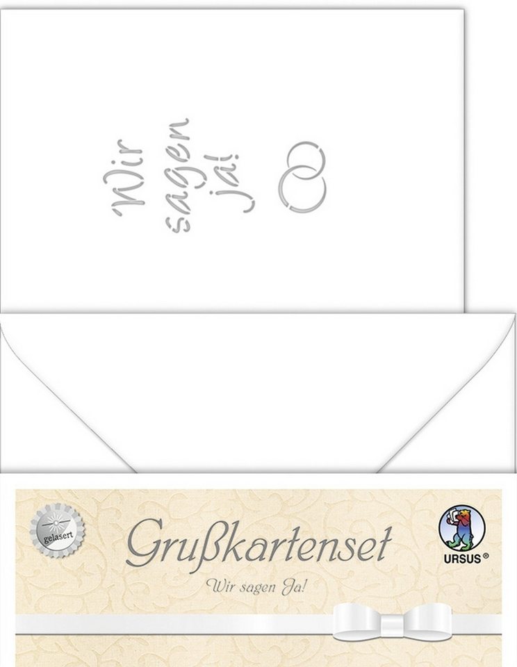 Thumbnail - Ursus - Ludwig Bähr Designpapier Doppelkarte A6 gelasert + Kuvert VE=5 Sets Wir sagen ja weiß