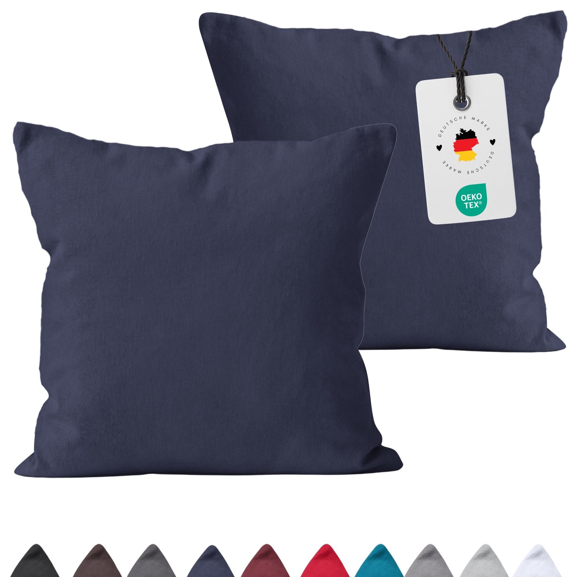 Carpe Sonno Kissenbezug 40x40 40x80 80x80 Baumwoll Kopfkissen Bezug Kissenhülle Kissenbezug, (2 Stück), Renforce Kissenbezüge 40x40 cm, Uni Dunkelblau einfarbig